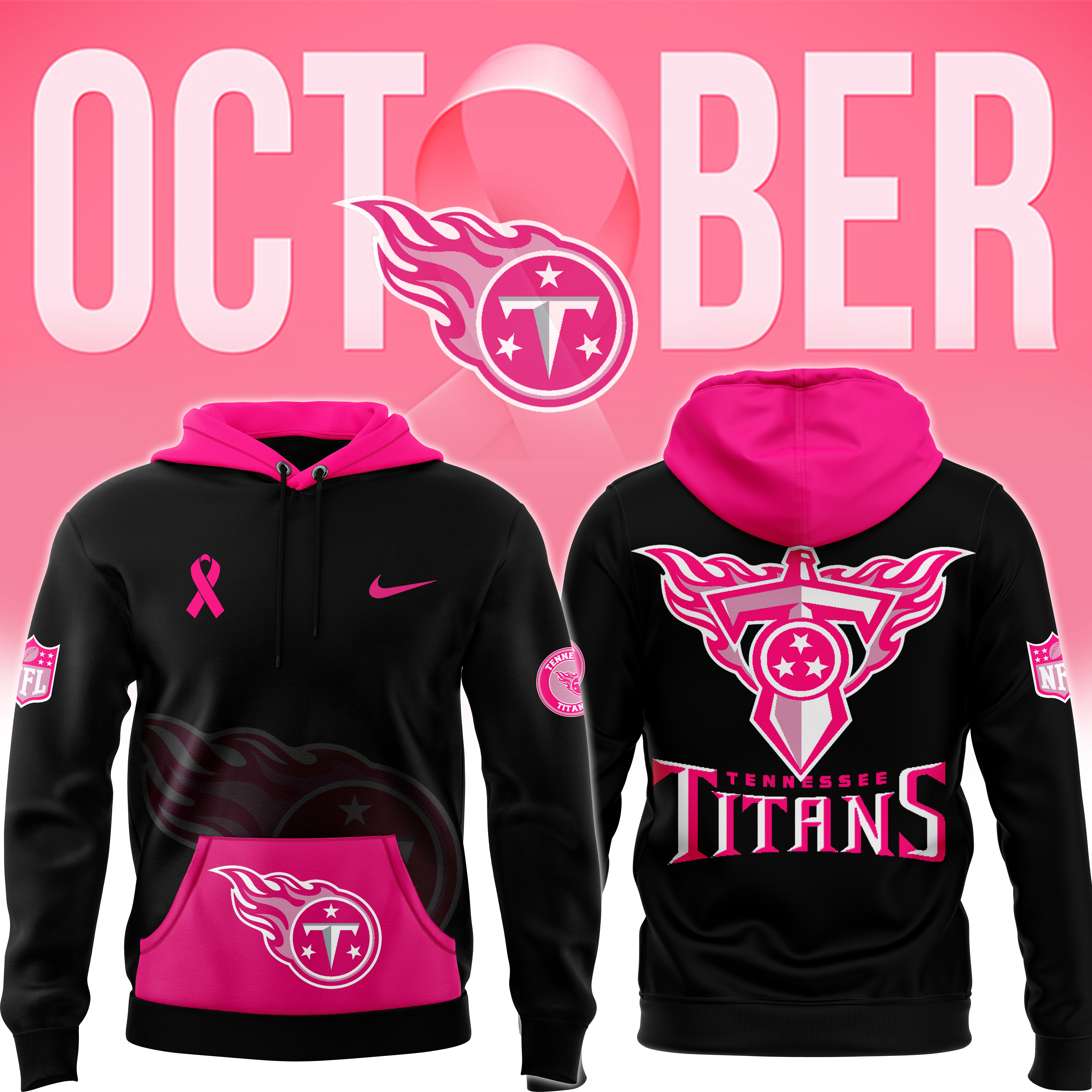 Tennessee Titans Breast Cancer Club Pullover Hoodie - Famjoys Tennessee Titans Breast Cancer Club Pullover Hoodie - Famjoys