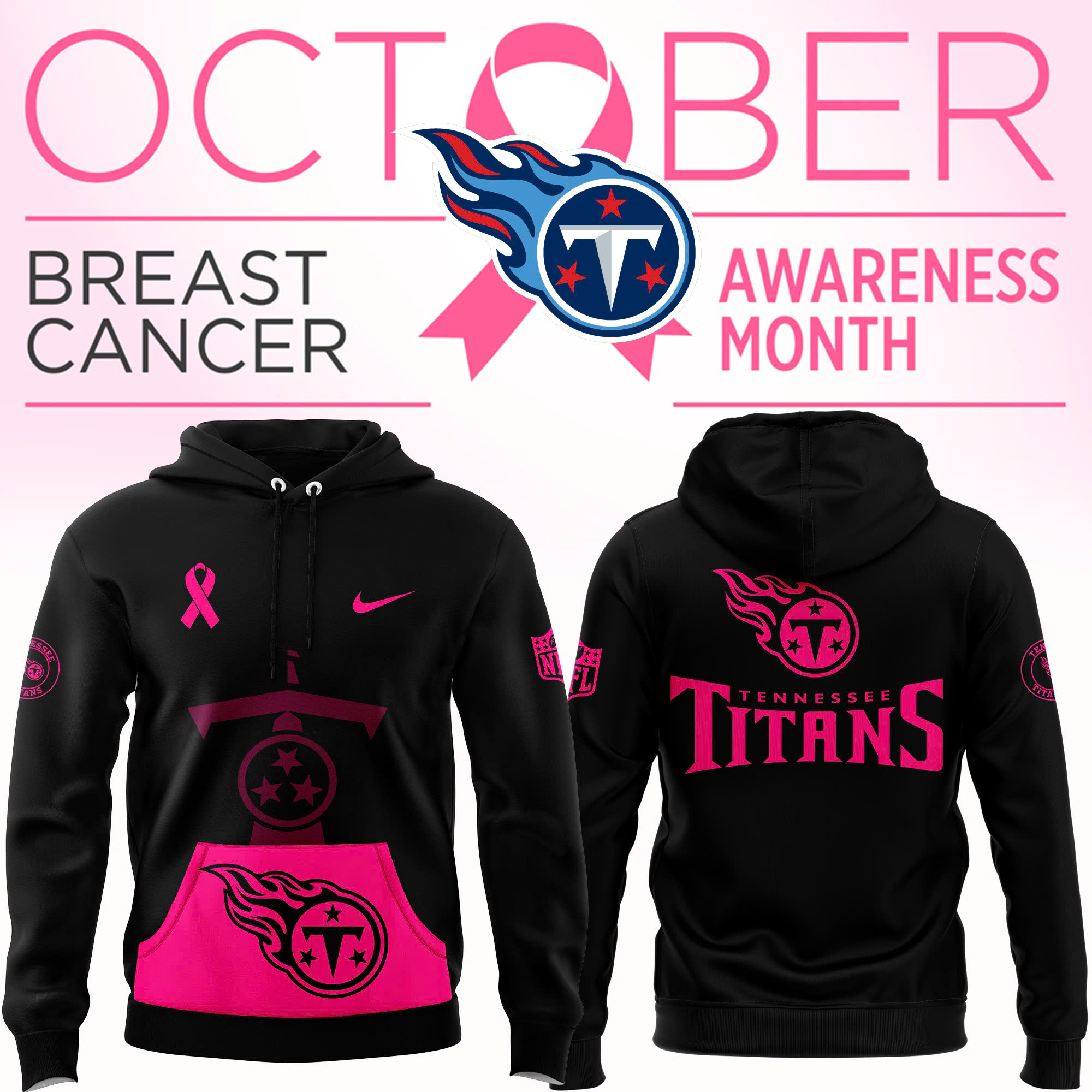 Tennessee Titans Breast Cancer Club Pullover Hoodie V2 - Famjoys Tennessee Titans Breast Cancer Club Pullover Hoodie V2 - Famjoys