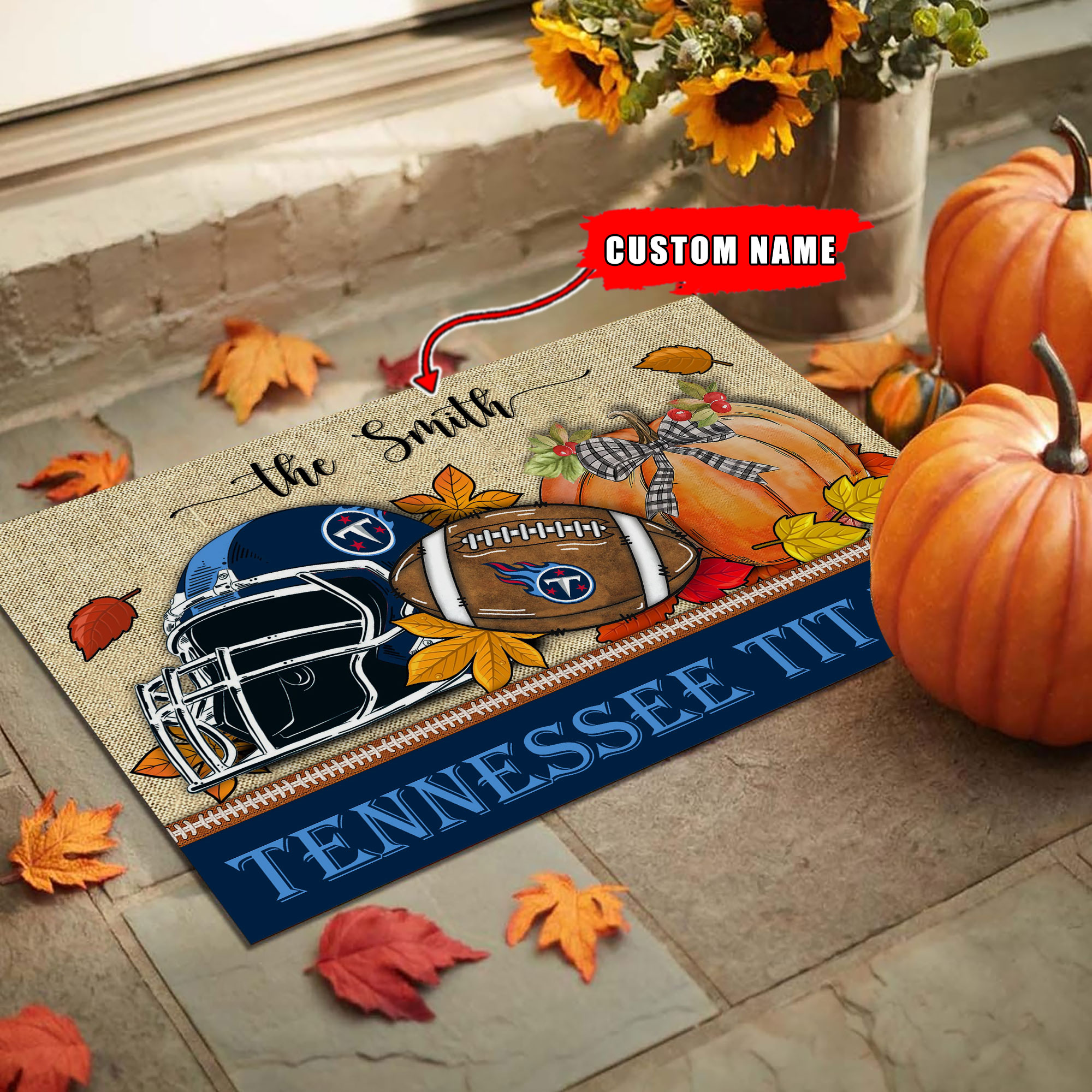 Tennessee Titans Fall Football Doormat - Famjoys Tennessee Titans Fall Football Doormat - Famjoys