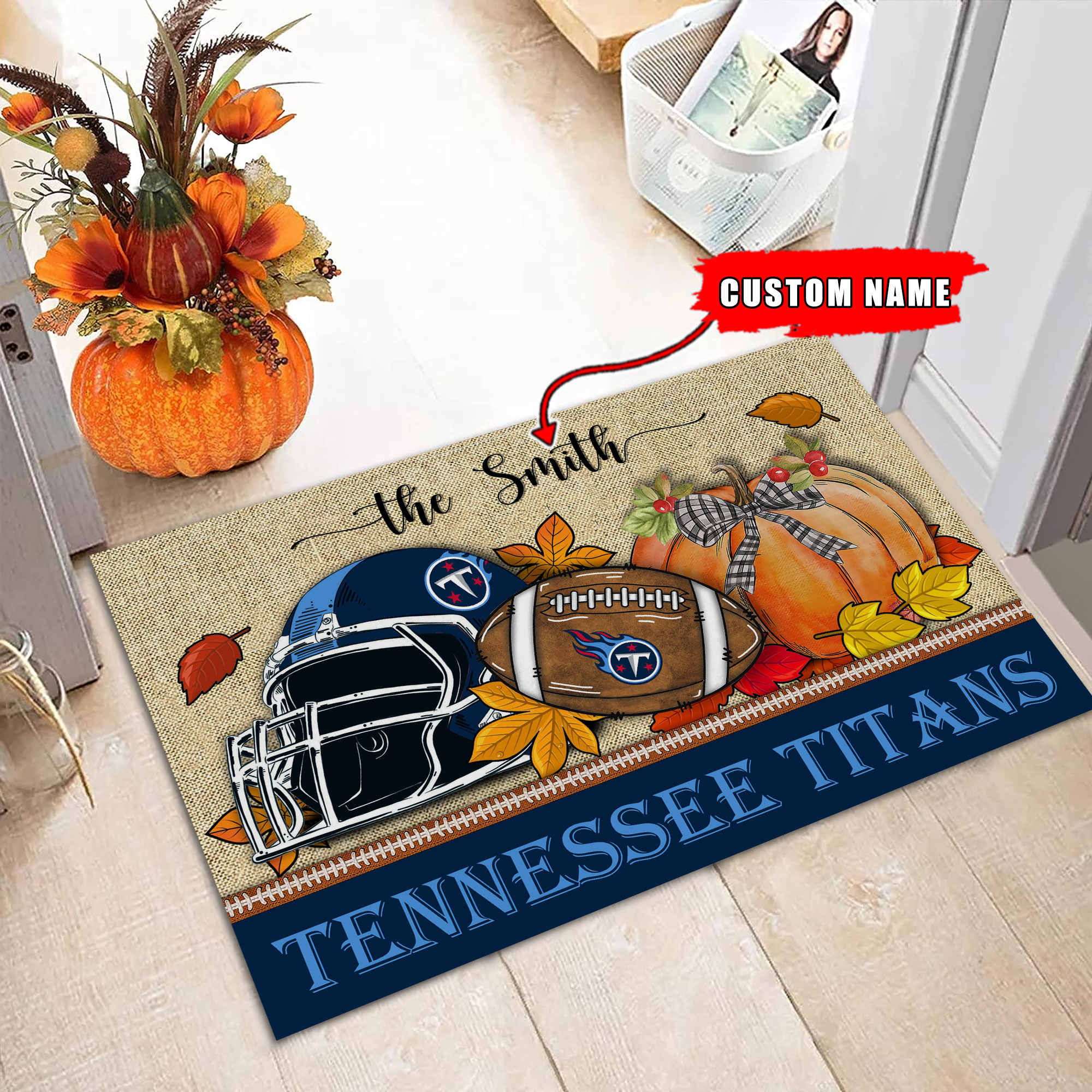 Tennessee Titans Fall Football Doormat - Famjoys Tennessee Titans Fall Football Doormat - Famjoys