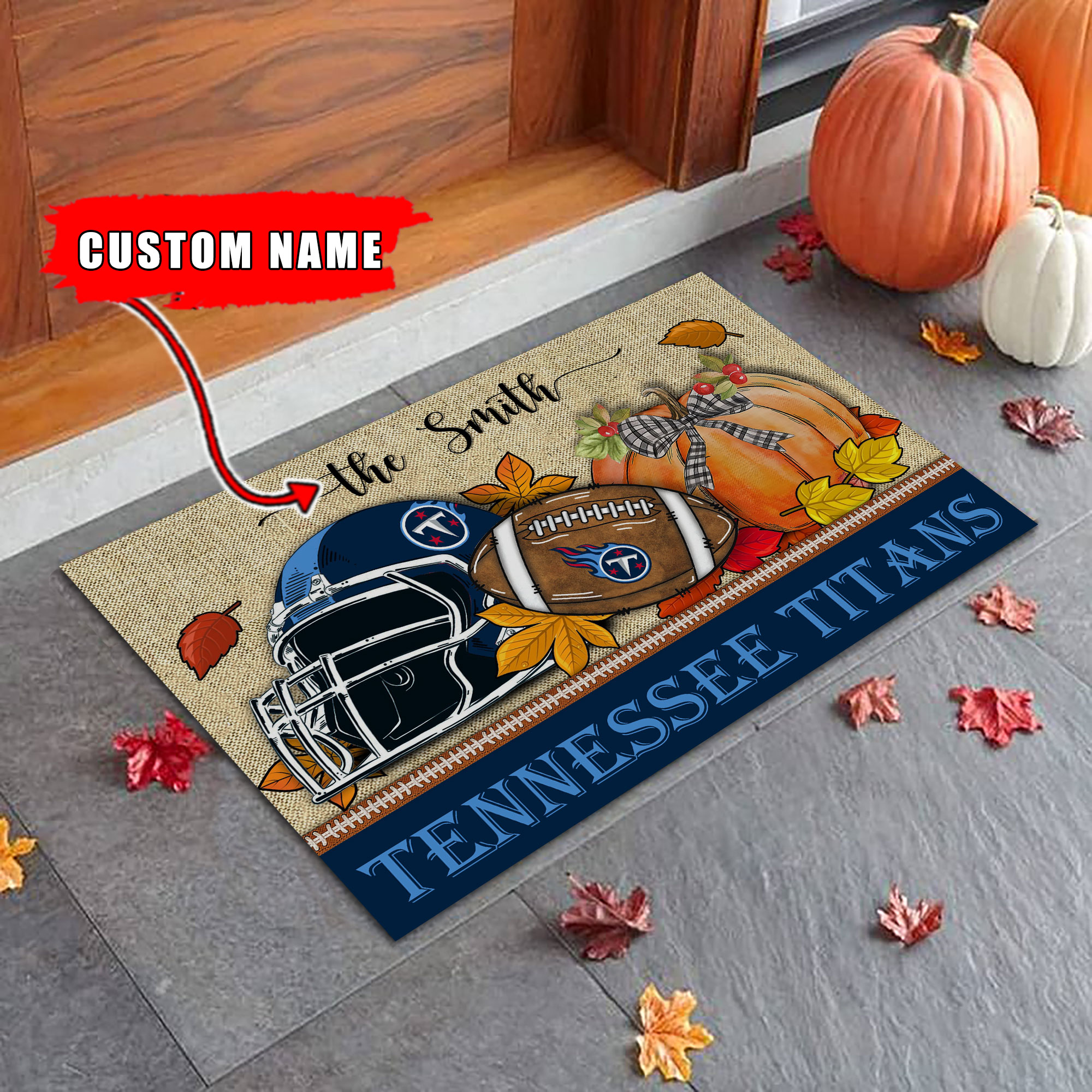 Tennessee Titans Fall Football Doormat - Famjoys Tennessee Titans Fall Football Doormat - Famjoys
