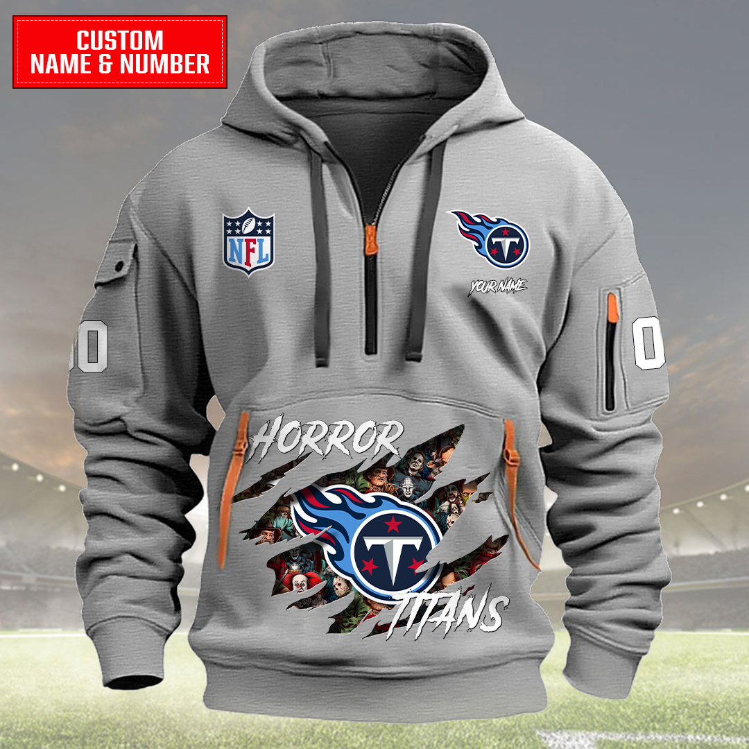 Tennessee Titans Halloween Horror Collection Personalize Quarter Zip Hoodie AZCAQZH000032 - Famjoys Tennessee Titans Halloween Horror Collection Personalize Quarter Zip Hoodie AZCAQZH000032 - Famjoys