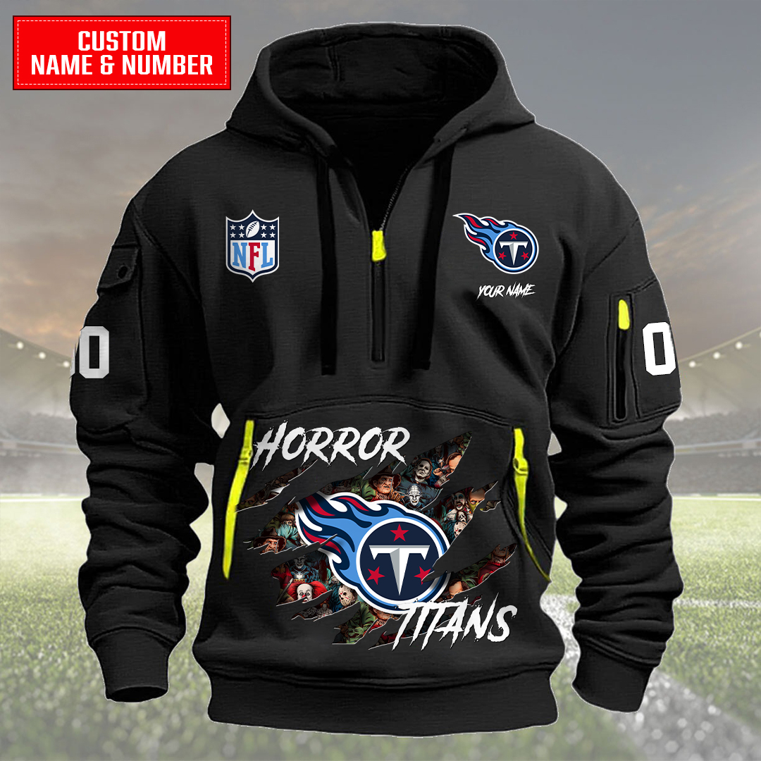 Tennessee Titans Halloween Horror Collection Personalize Quarter Zip Hoodie AZCAQZH000032 - Famjoys Tennessee Titans Halloween Horror Collection Personalize Quarter Zip Hoodie AZCAQZH000032 - Famjoys