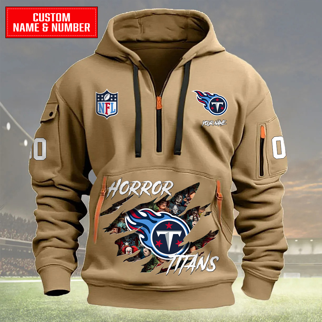 Tennessee Titans Halloween Horror Collection Personalize Quarter Zip Hoodie AZCAQZH000032 - Famjoys Tennessee Titans Halloween Horror Collection Personalize Quarter Zip Hoodie AZCAQZH000032 - Famjoys