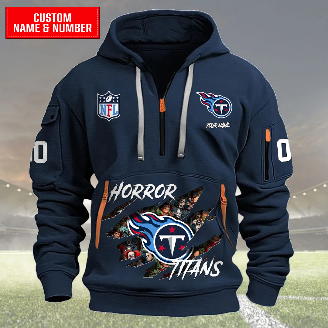Tennessee Titans Halloween Horror Collection Personalize Quarter Zip Hoodie AZCAQZH000032 - Famjoys Tennessee Titans Halloween Horror Collection Personalize Quarter Zip Hoodie AZCAQZH000032 - Famjoys
