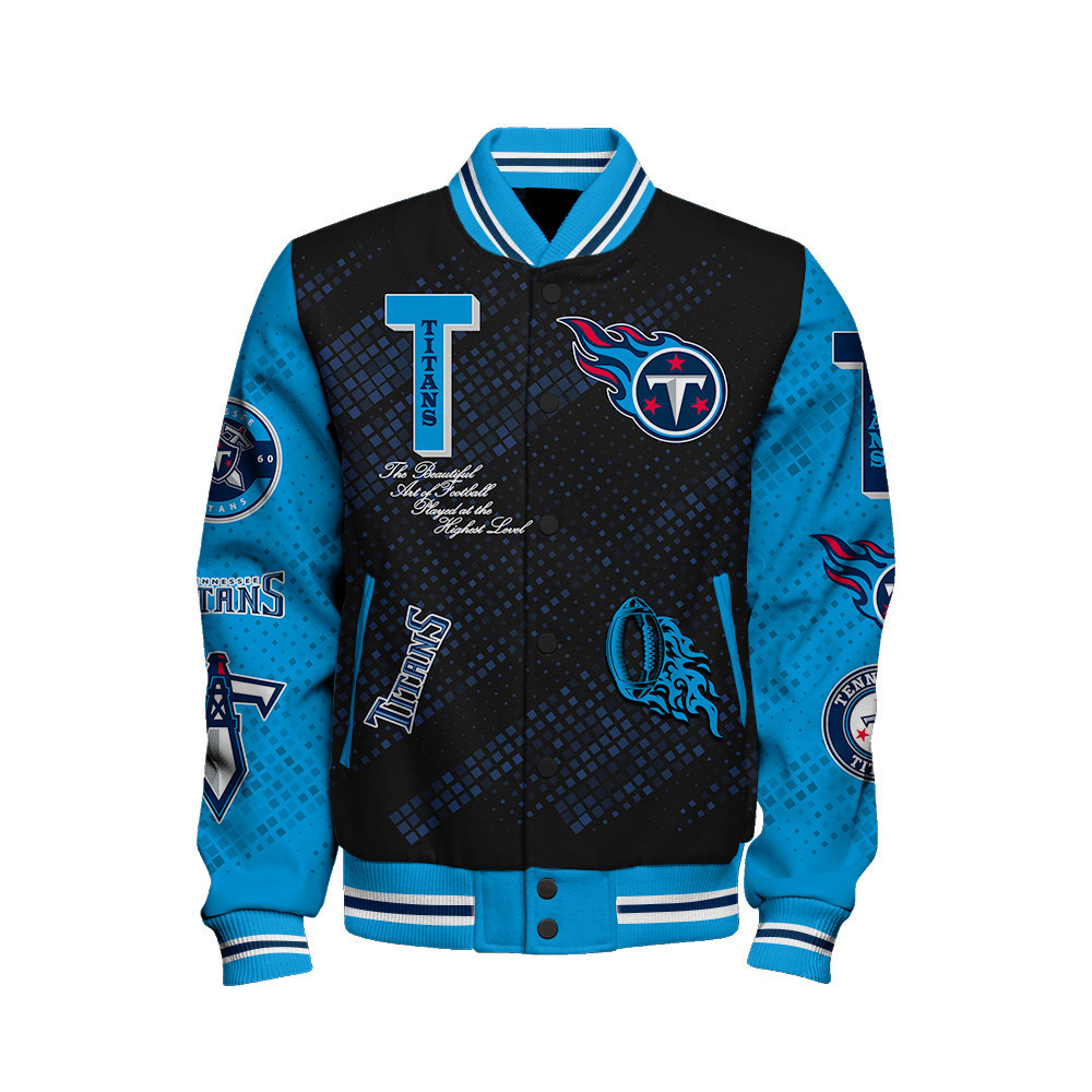 Tennessee Titans National Football League Pattern Varsity Jacket V13 - Famjoys Tennessee Titans National Football League Pattern Varsity Jacket V13 - Famjoys