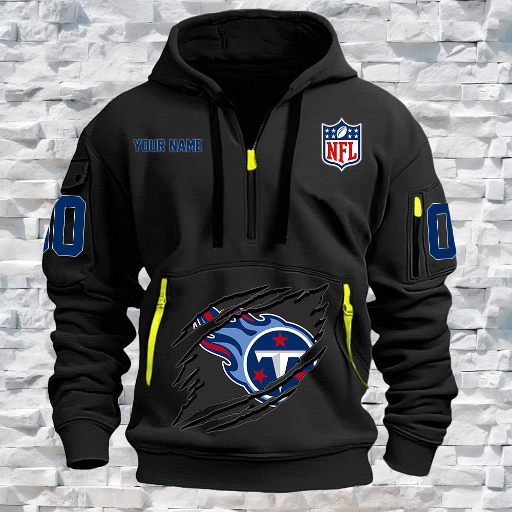 Tennessee Titans New Personalized Quarter Zip Hoodie NA031 - Famjoys Tennessee Titans New Personalized Quarter Zip Hoodie NA031 - Famjoys