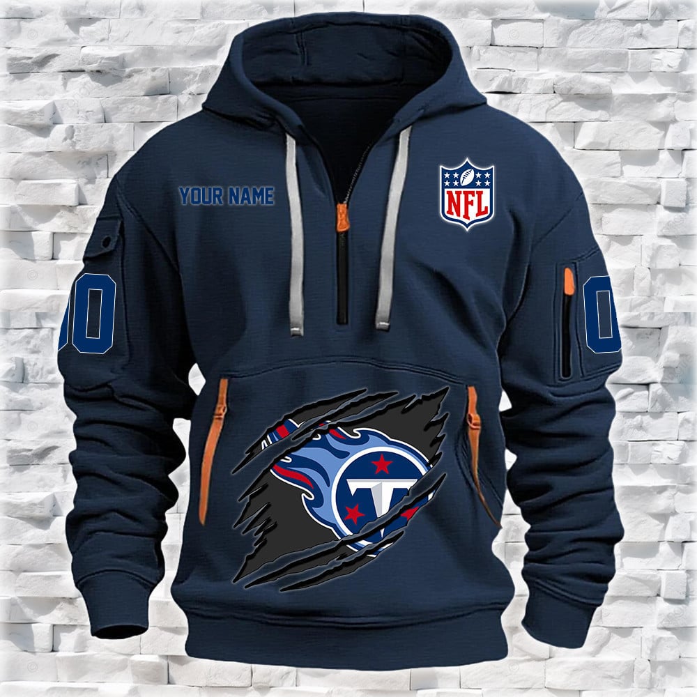 Tennessee Titans New Personalized Quarter Zip Hoodie NA031 - Famjoys Tennessee Titans New Personalized Quarter Zip Hoodie NA031 - Famjoys