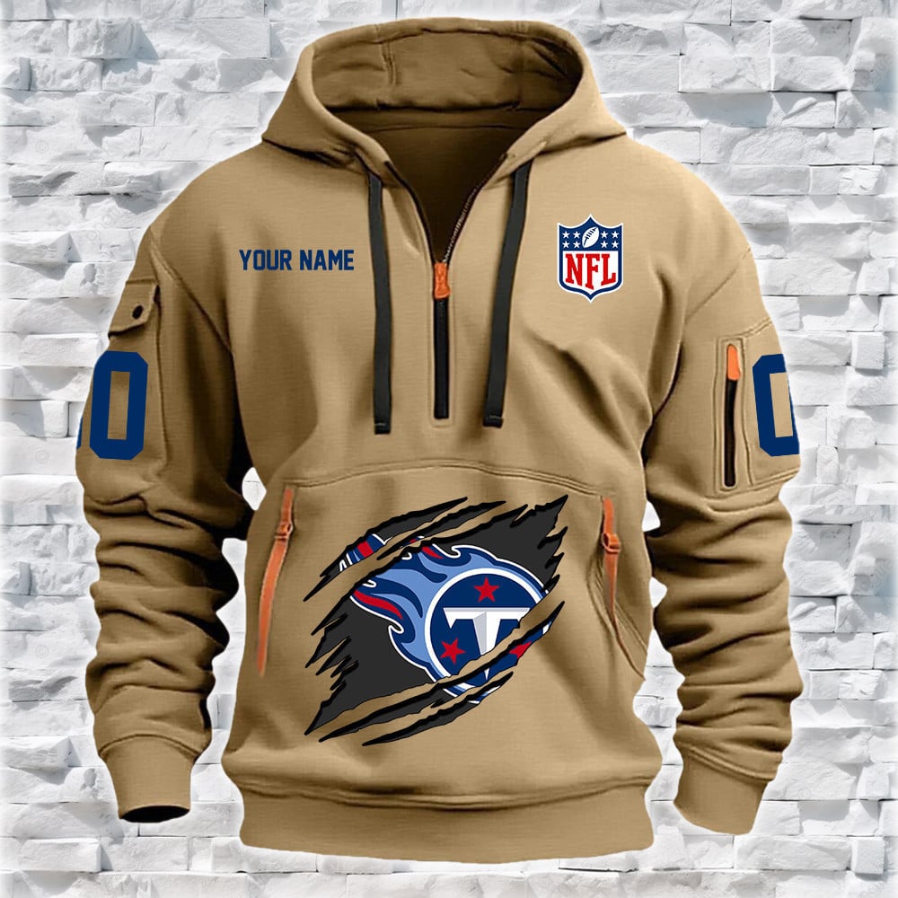 Tennessee Titans New Personalized Quarter Zip Hoodie NA031 - Famjoys Tennessee Titans New Personalized Quarter Zip Hoodie NA031 - Famjoys