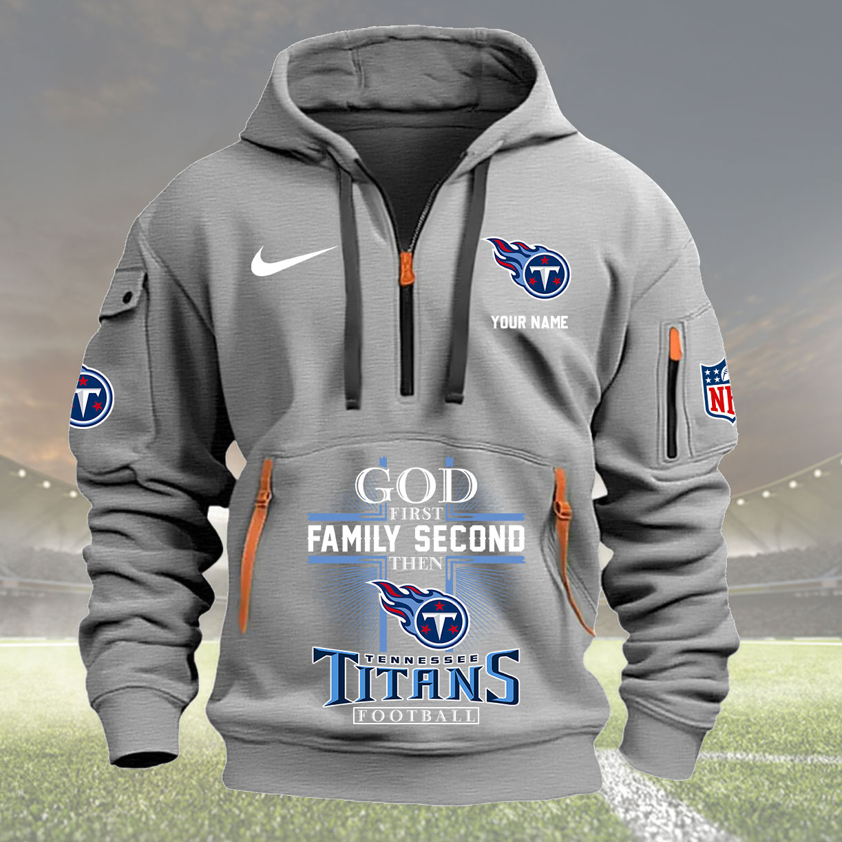 Tennessee Titans Personalized Quarter Zip Hoodie New Collection AZBTQZH000271 - Famjoys Tennessee Titans Personalized Quarter Zip Hoodie New Collection AZBTQZH000271 - Famjoys