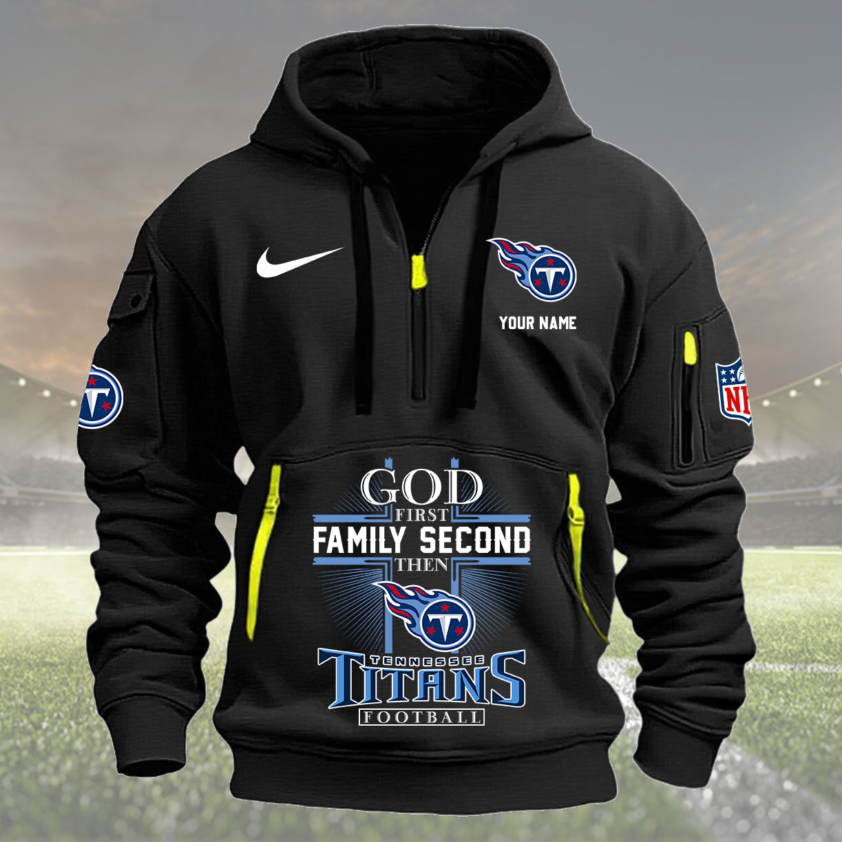 Tennessee Titans Personalized Quarter Zip Hoodie New Collection AZBTQZH000271 - Famjoys Tennessee Titans Personalized Quarter Zip Hoodie New Collection AZBTQZH000271 - Famjoys