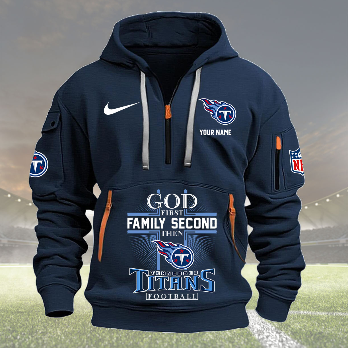 Tennessee Titans Personalized Quarter Zip Hoodie New Collection AZBTQZH000271 - Famjoys Tennessee Titans Personalized Quarter Zip Hoodie New Collection AZBTQZH000271 - Famjoys