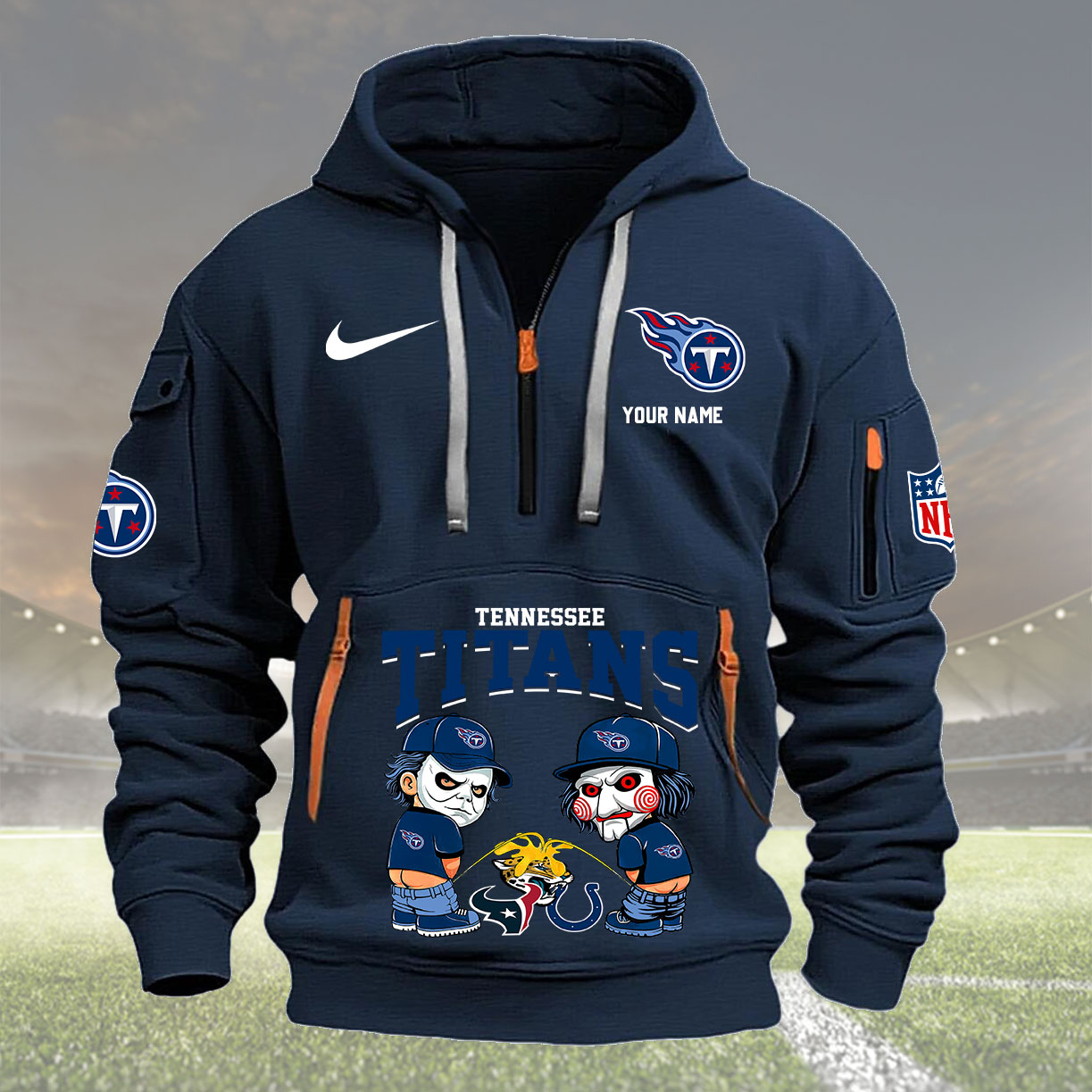 Tennessee Titans Personalized Quarter Zip Hoodie New Collection AZBTQZH000274 - Famjoys Tennessee Titans Personalized Quarter Zip Hoodie New Collection AZBTQZH000274 - Famjoys