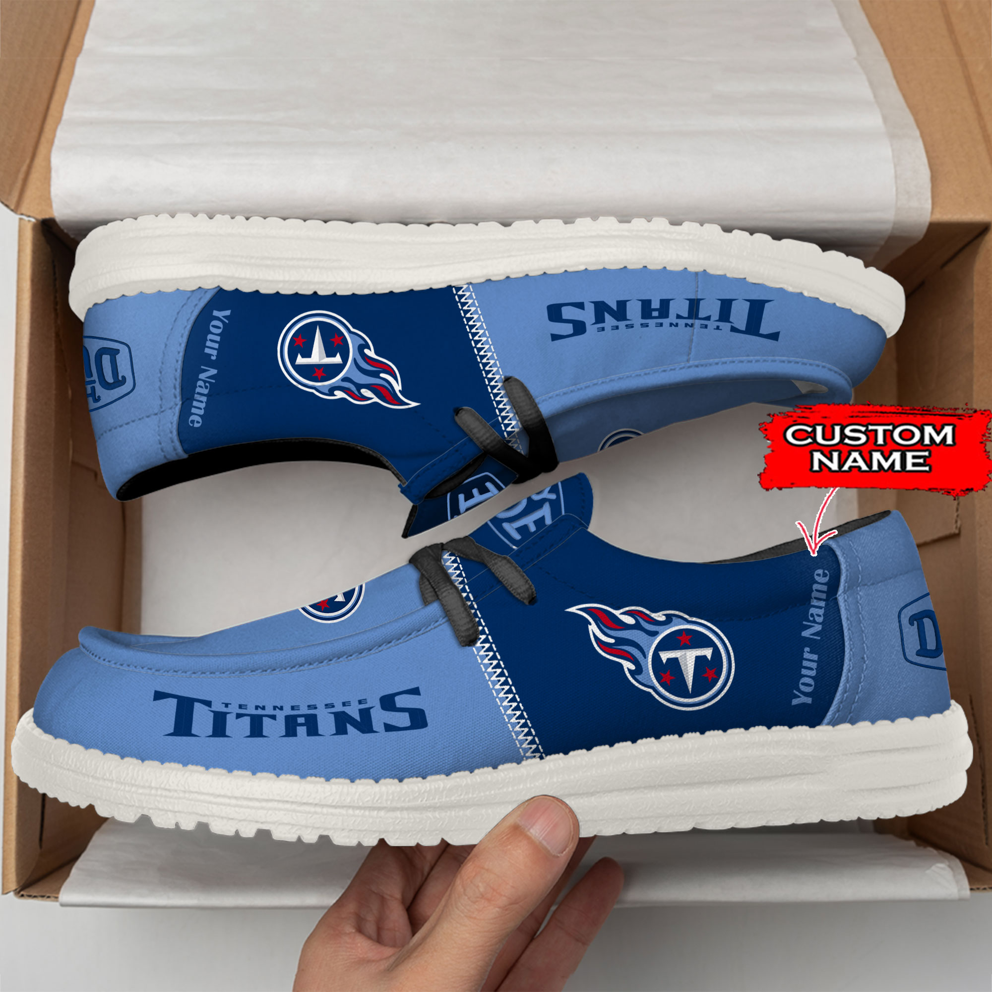 Tennessee Titans Personalized Your Name 32 Teams Hey Dude Shoes - Famjoys Tennessee Titans Personalized Your Name 32 Teams Hey Dude Shoes - Famjoys