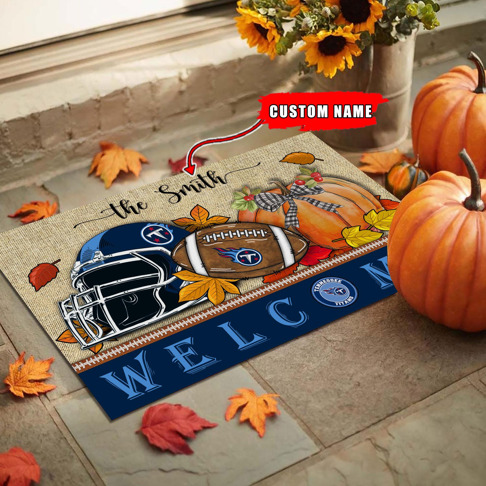 Tennessee Titans Welcome Fall Football Doormat - Famjoys Tennessee Titans Welcome Fall Football Doormat - Famjoys