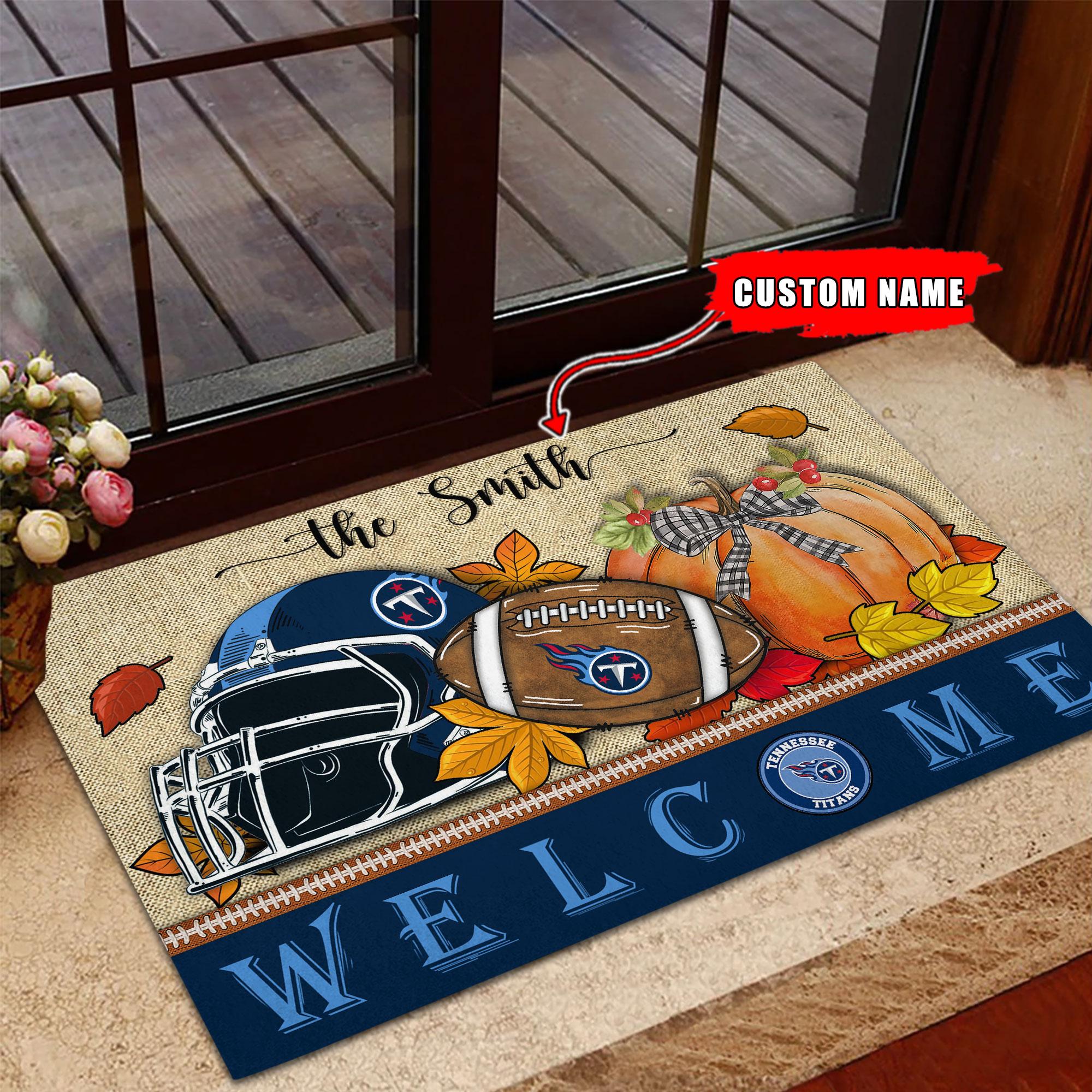 Tennessee Titans Welcome Fall Football Doormat - Famjoys Tennessee Titans Welcome Fall Football Doormat - Famjoys