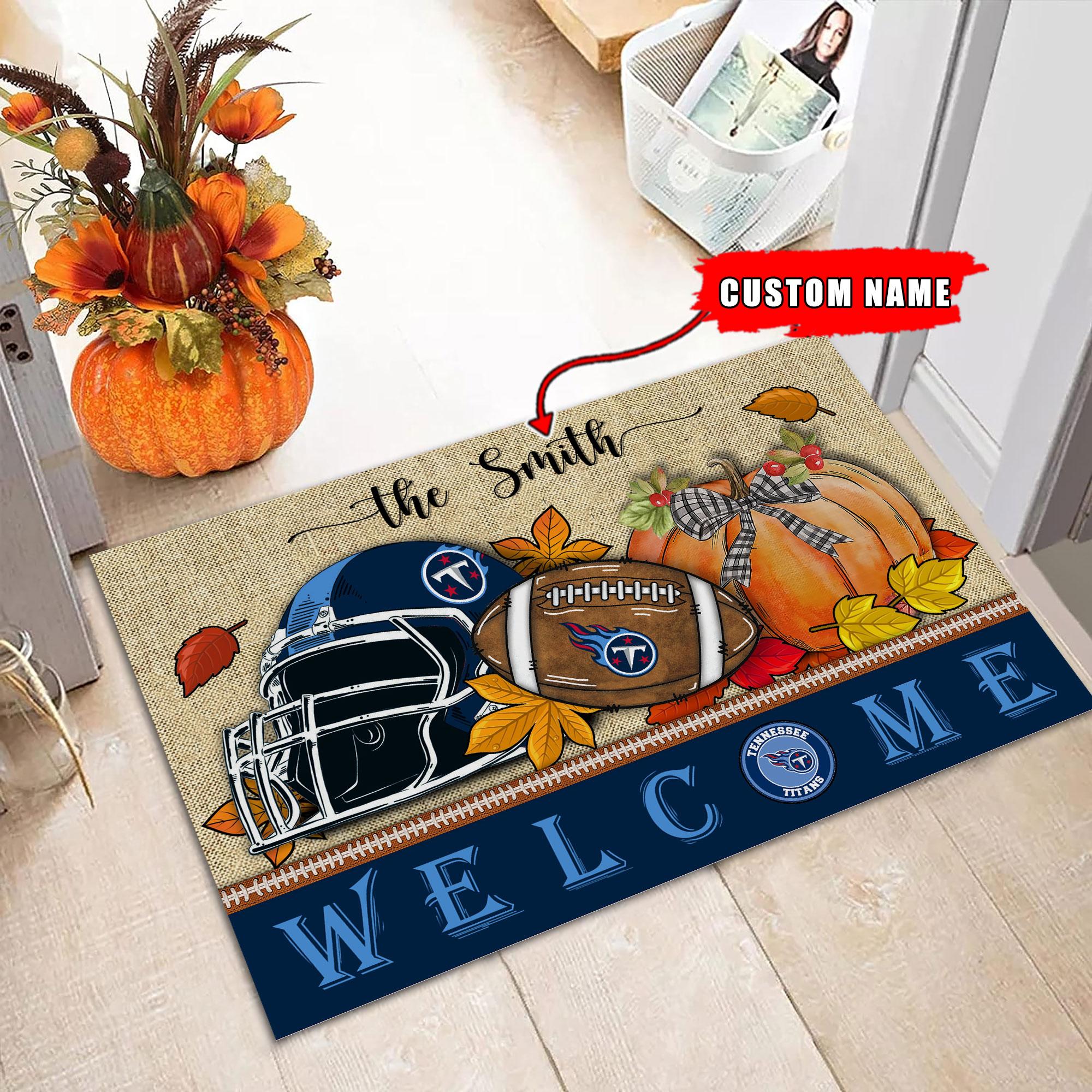 Tennessee Titans Welcome Fall Football Doormat - Famjoys Tennessee Titans Welcome Fall Football Doormat - Famjoys