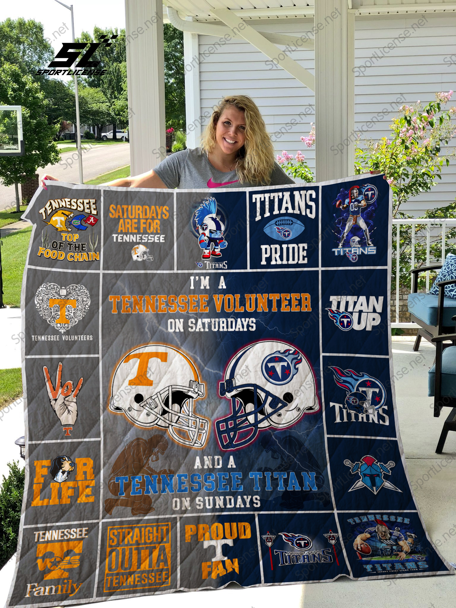 Tennessee Volunteers & Tennessee Titan Quilt Blanket - Famjoys Tennessee Volunteers & Tennessee Titan Quilt Blanket - Famjoys