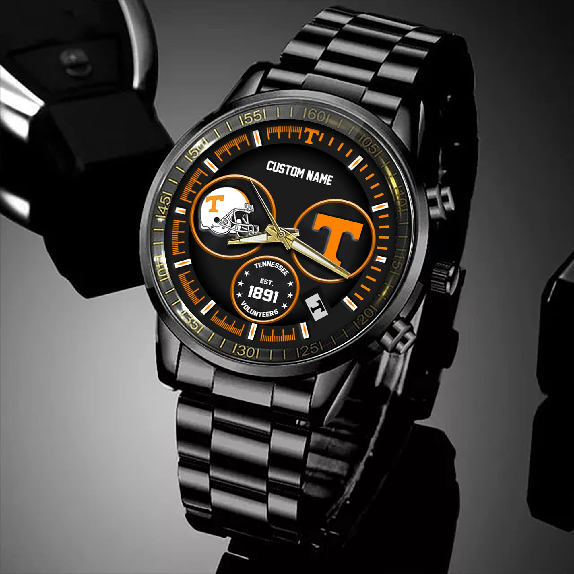 Tennessee Volunteers Black Stainless Steel Watch - Famjoys Tennessee Volunteers Black Stainless Steel Watch - Famjoys