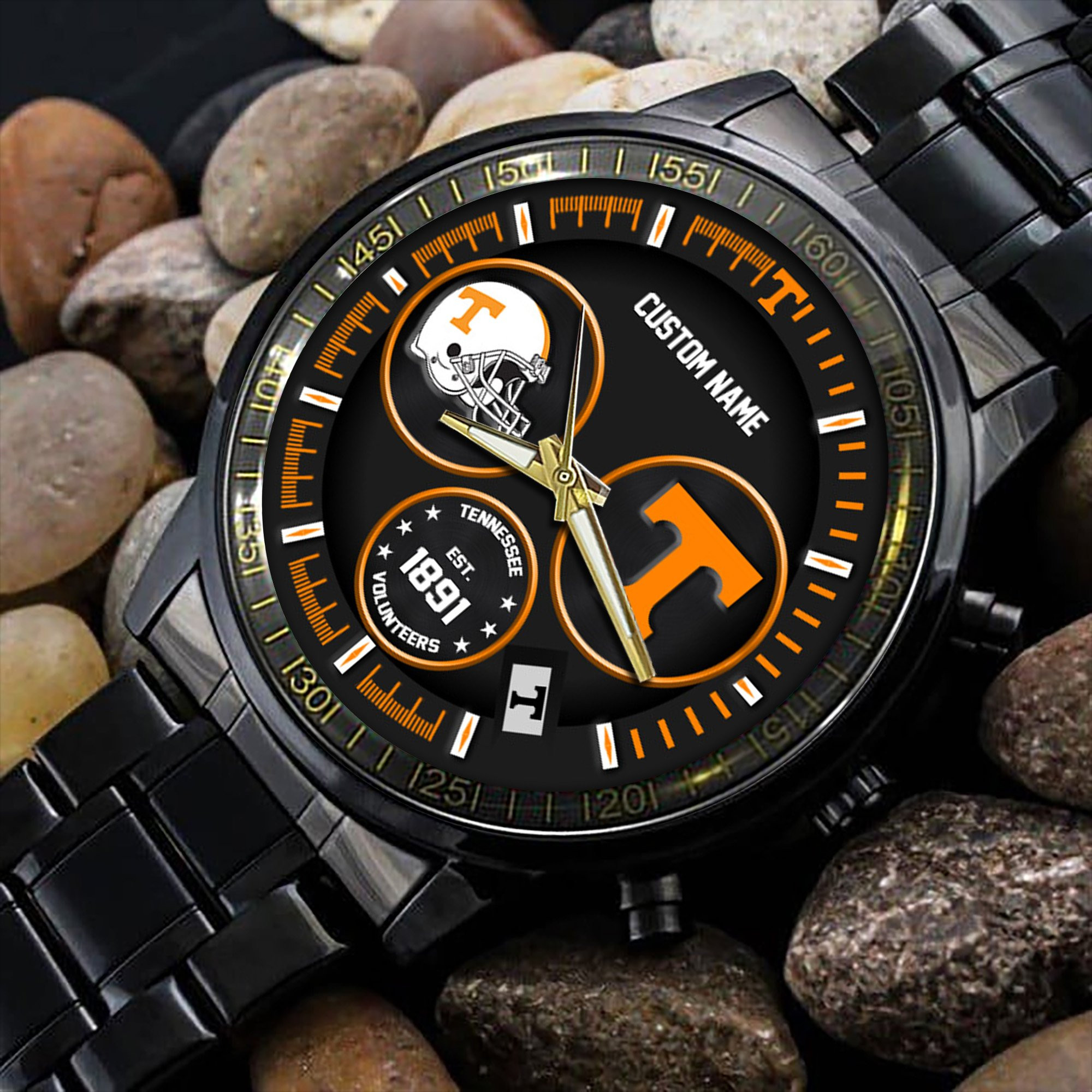 Tennessee Volunteers Black Stainless Steel Watch - Famjoys Tennessee Volunteers Black Stainless Steel Watch - Famjoys