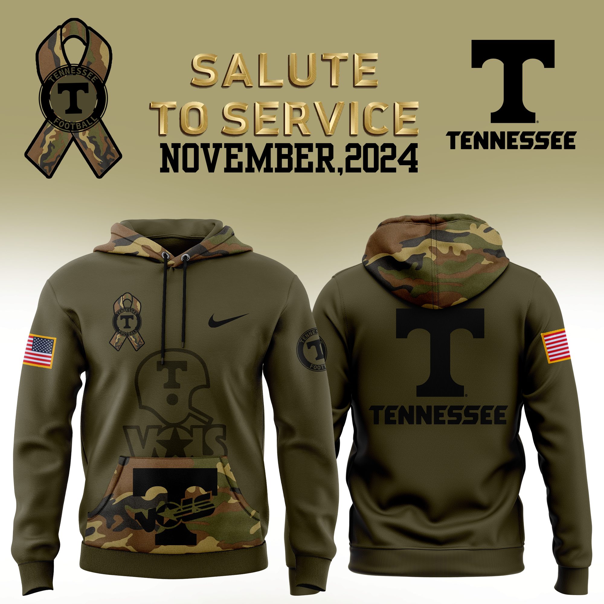 Tennessee Volunteers football Camo Salute to Service Club Fleece Pullover Hoodie - Famjoys Tennessee Volunteers football Camo Salute to Service Club Fleece Pullover Hoodie - Famjoys