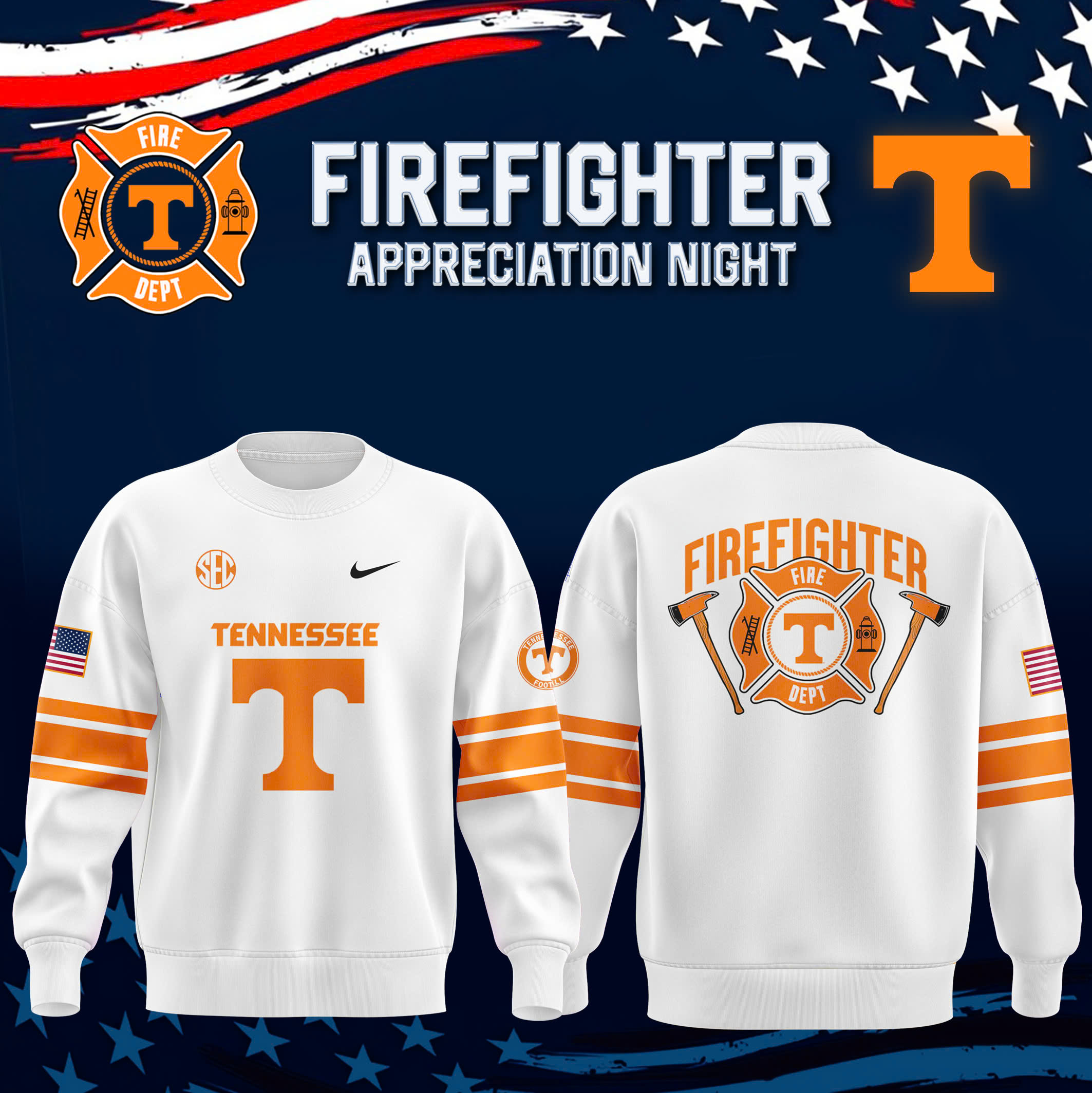 Tennessee Volunteers Football x Firefighter Appreciation Night Premium Sweatershirt - Famjoys Tennessee Volunteers Football x Firefighter Appreciation Night Premium Sweatershirt - Famjoys