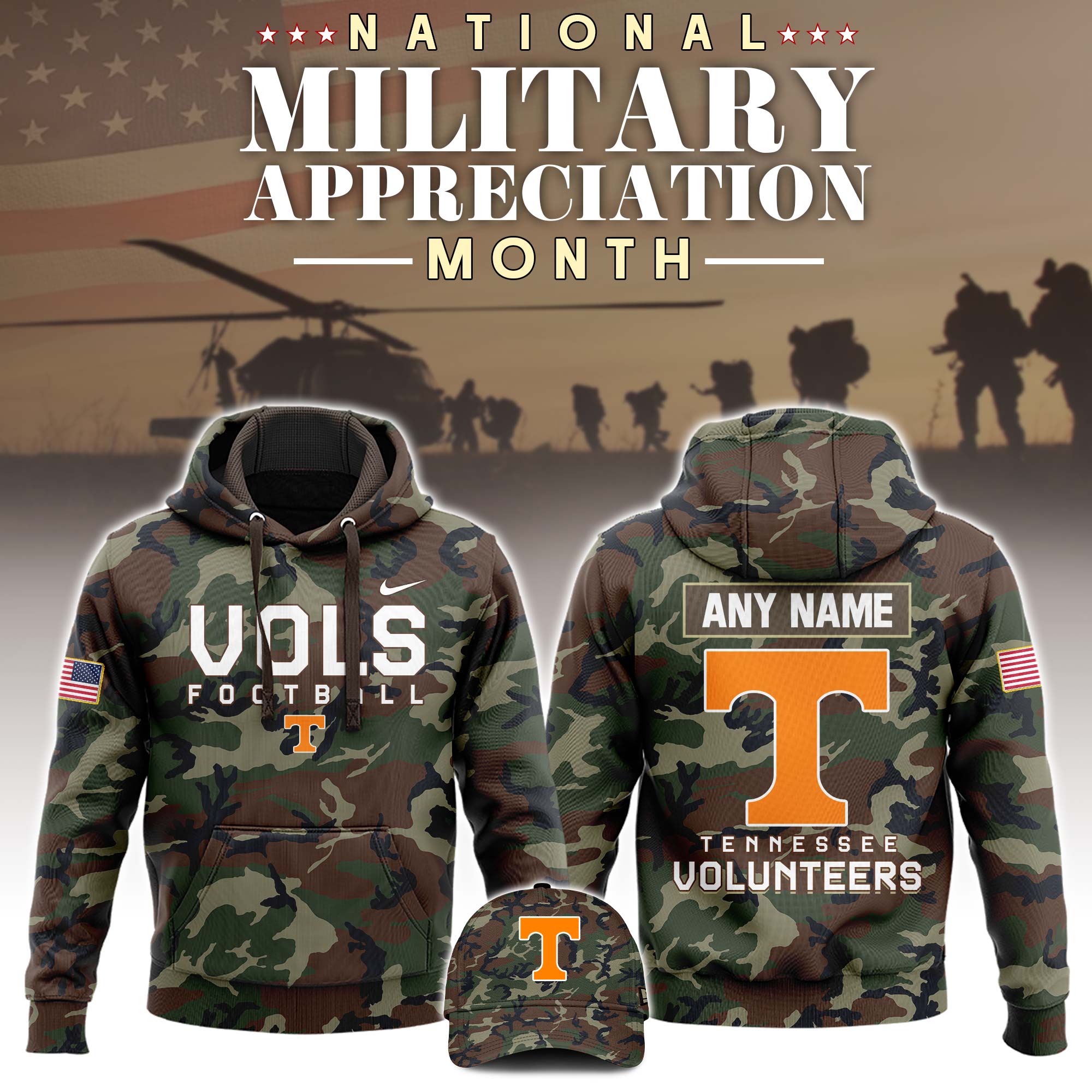 Tennessee Volunteers Military Appreciation Club Pullover Hoodie Camo - Famjoys Tennessee Volunteers Military Appreciation Club Pullover Hoodie Camo - Famjoys