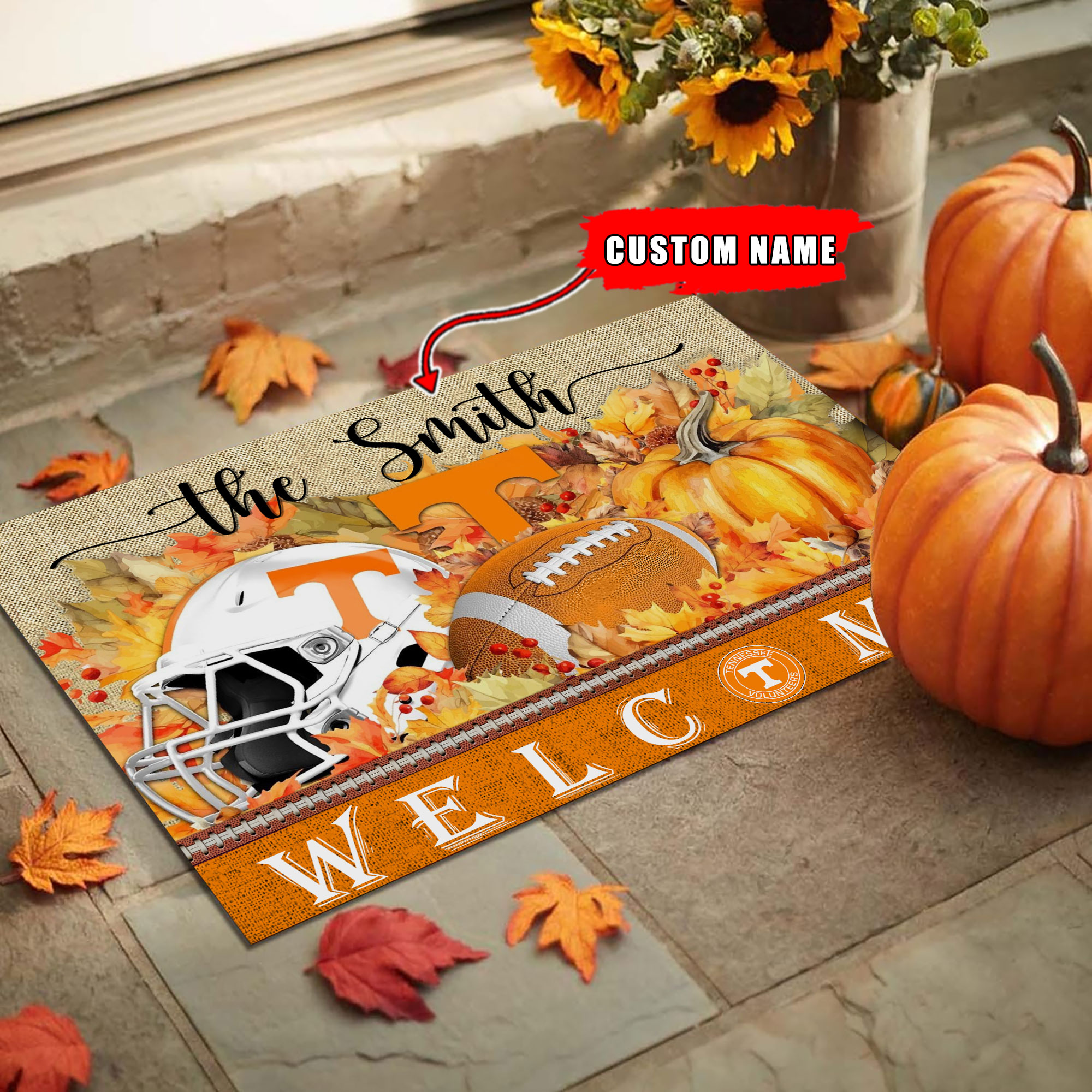 Tennessee Volunteers Welcome Fall Football Doormat - Famjoys Tennessee Volunteers Welcome Fall Football Doormat - Famjoys