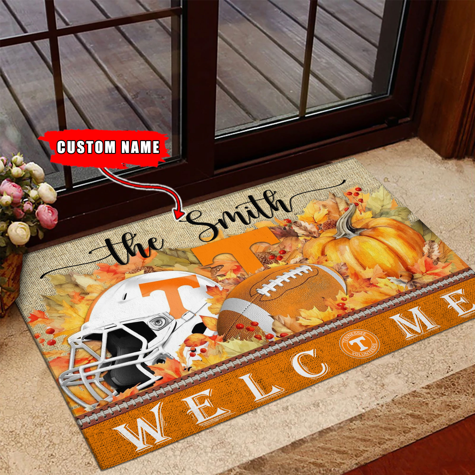 Tennessee Volunteers Welcome Fall Football Doormat - Famjoys Tennessee Volunteers Welcome Fall Football Doormat - Famjoys
