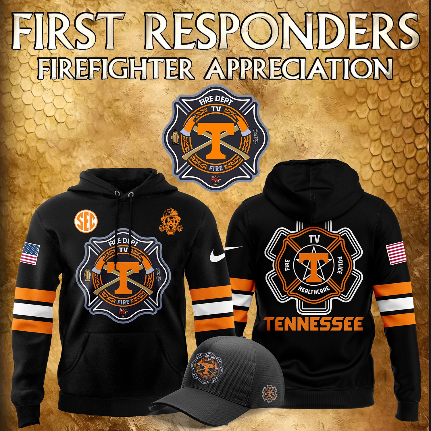 Tennessee Volunteers x Firefighter Appreciation Night Premium Pullover Hoodie - Famjoys Tennessee Volunteers x Firefighter Appreciation Night Premium Pullover Hoodie - Famjoys