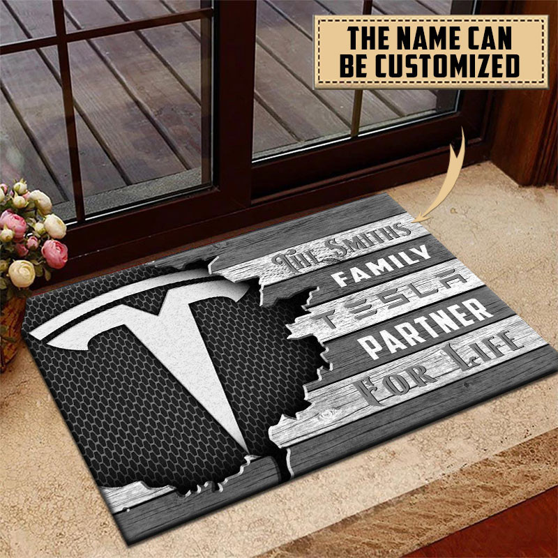 Tesla Doormat Custom Name, Multicolor - Famjoys Tesla Doormat Custom Name, Multicolor - Famjoys