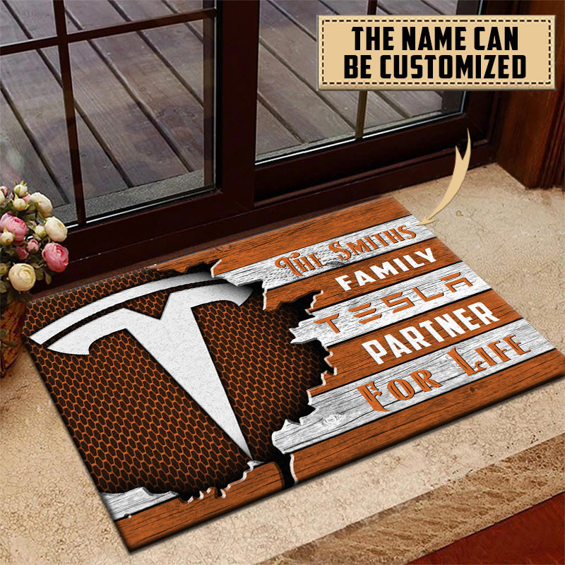 Tesla Doormat Custom Name, Multicolor - Famjoys Tesla Doormat Custom Name, Multicolor - Famjoys