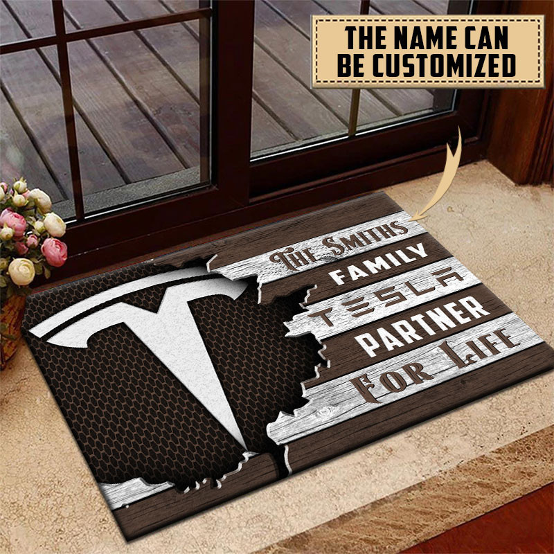 Tesla Doormat Custom Name, Multicolor - Famjoys Tesla Doormat Custom Name, Multicolor - Famjoys