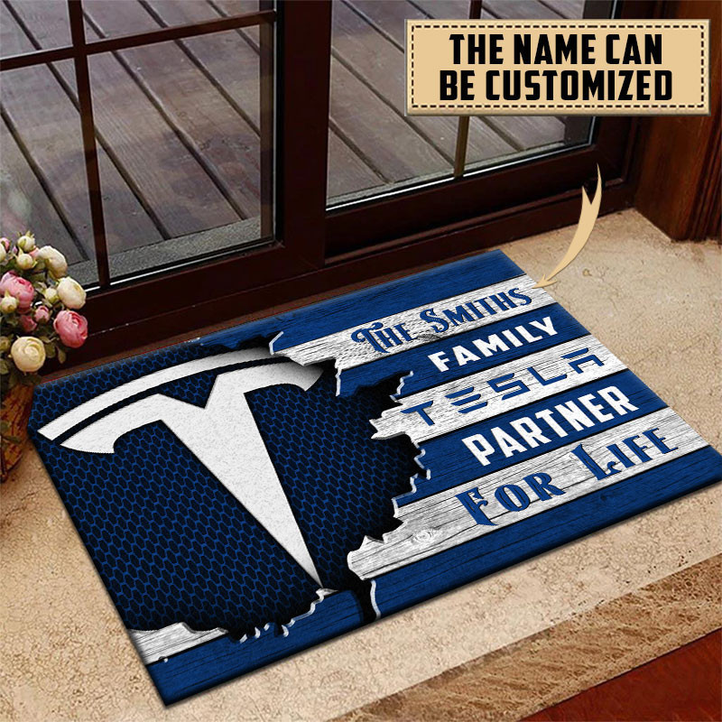 Tesla Doormat Custom Name, Multicolor - Famjoys Tesla Doormat Custom Name, Multicolor - Famjoys