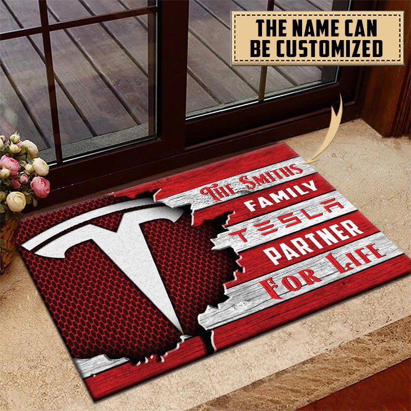 Tesla Doormat Custom Name, Multicolor - Famjoys Tesla Doormat Custom Name, Multicolor - Famjoys