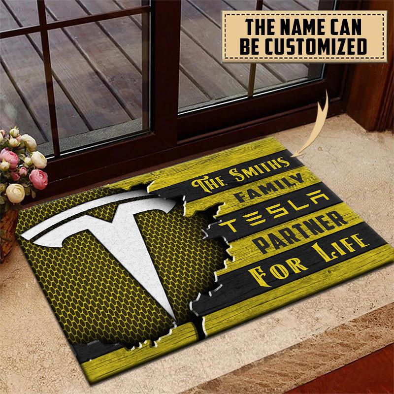 Tesla Doormat Custom Name, Multicolor - Famjoys Tesla Doormat Custom Name, Multicolor - Famjoys