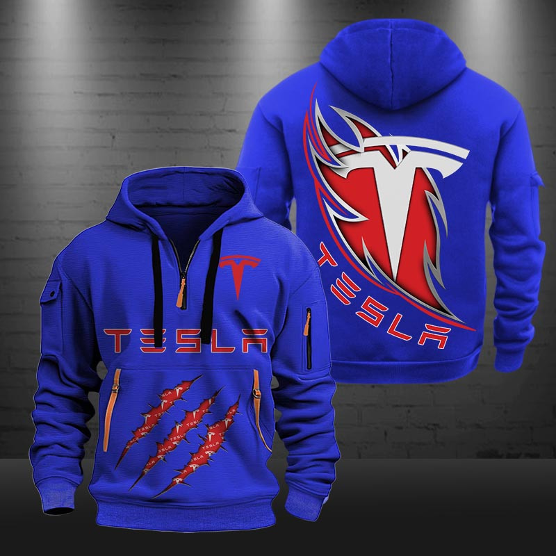 Tesla New Zip Hoodie 0487 Multicolor - Famjoys Tesla New Zip Hoodie 0487 Multicolor - Famjoys