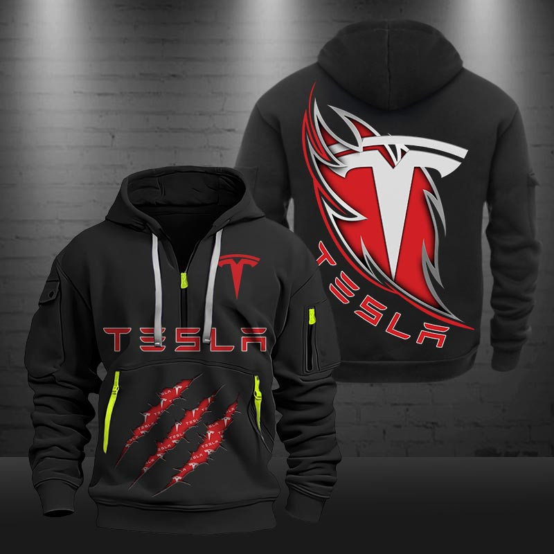 Tesla New Zip Hoodie 0487 Multicolor - Famjoys Tesla New Zip Hoodie 0487 Multicolor - Famjoys