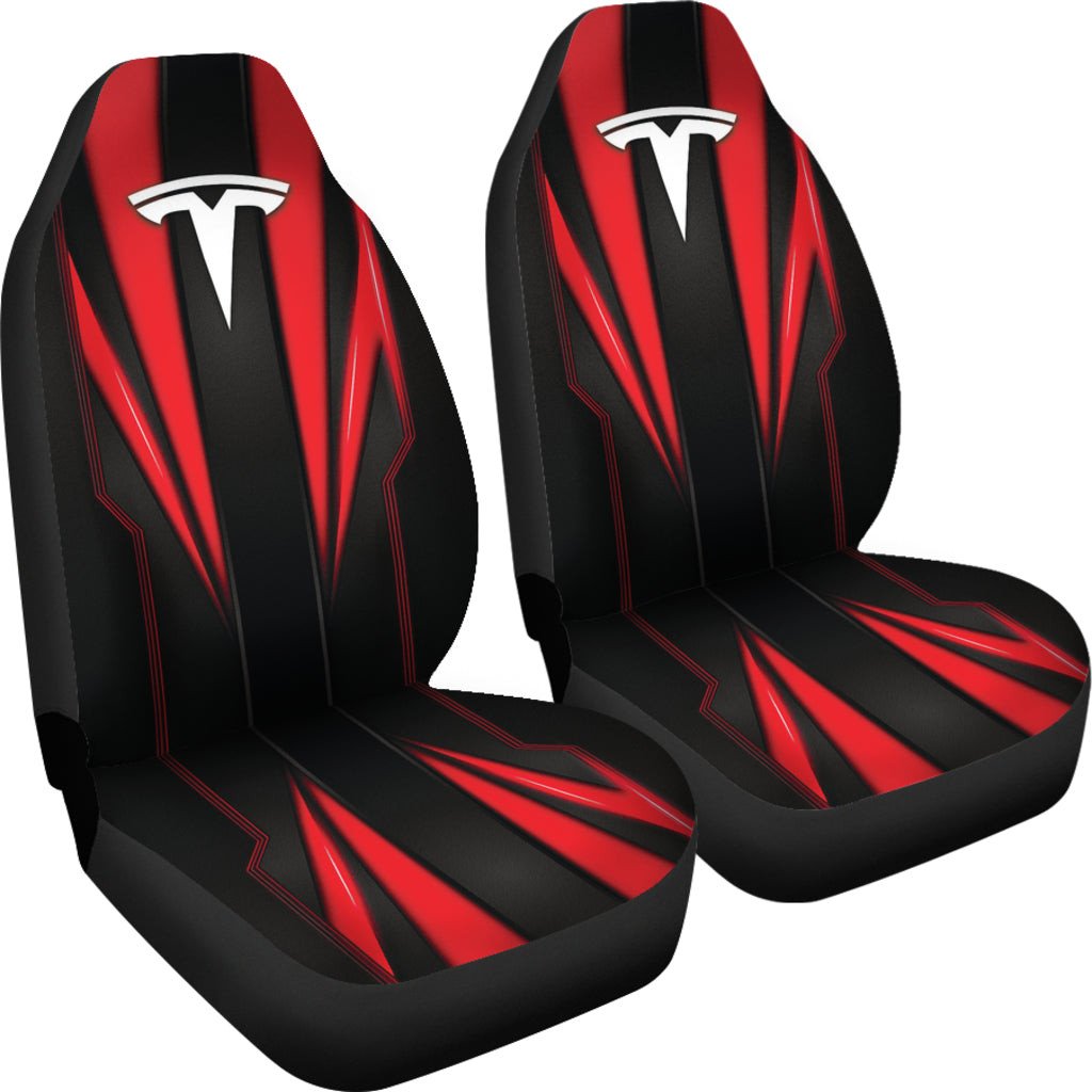 Tesla Red Logo Car Seat Covers Metal Abstract Ph220913-19 - Famjoys Tesla Red Logo Car Seat Covers Metal Abstract Ph220913-19 - Famjoys