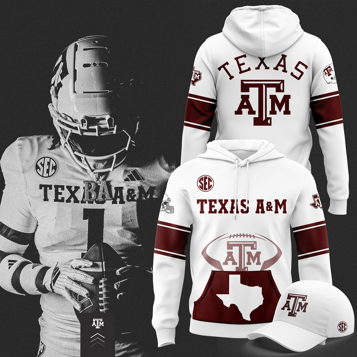 Texas A&M Aggies Football GigEm Premium Pullover Hoodie - Famjoys Texas A&M Aggies Football GigEm Premium Pullover Hoodie - Famjoys