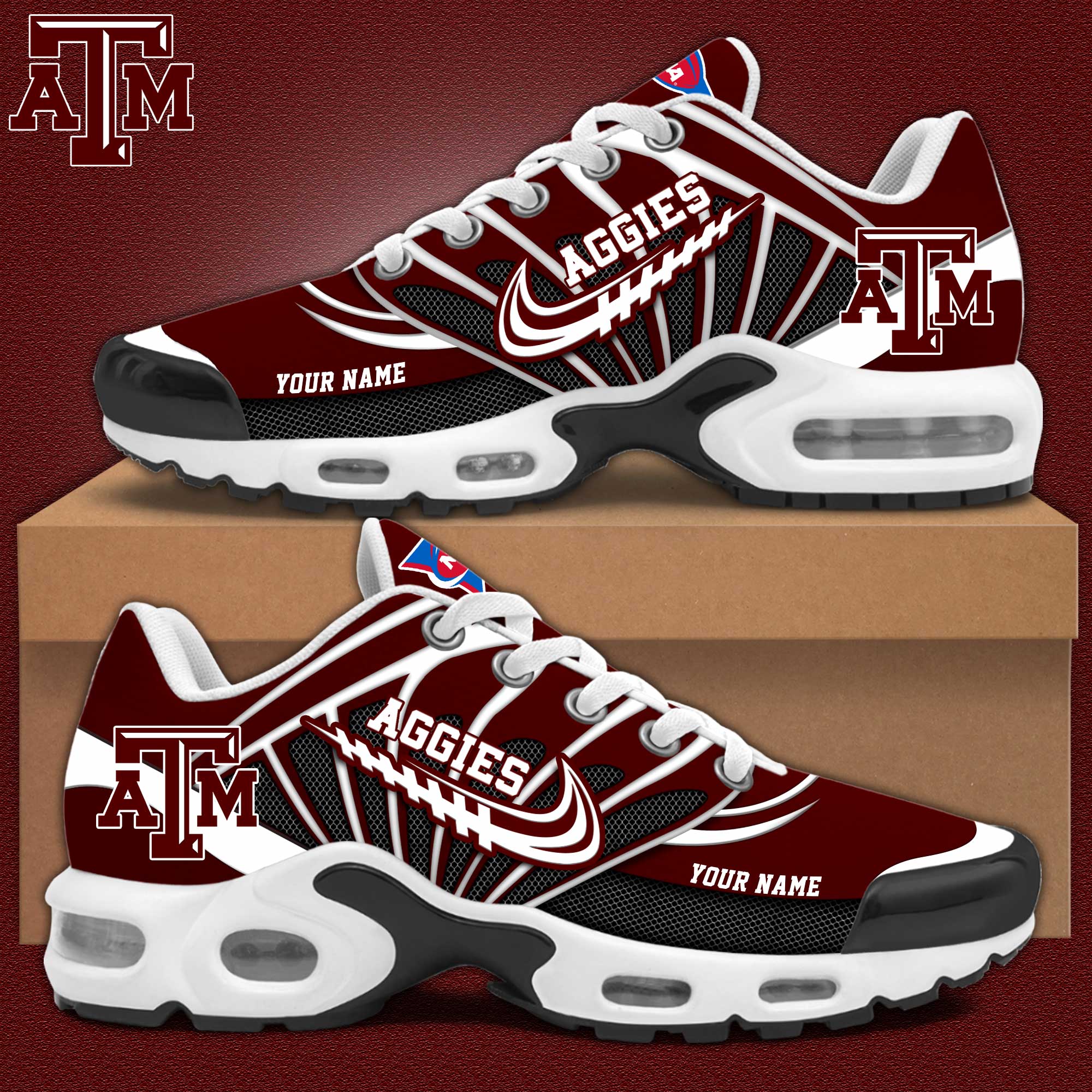 Texas A&M Football Air Max Plus Sneakers V3 - Famjoys Texas A&M Football Air Max Plus Sneakers V3 - Famjoys