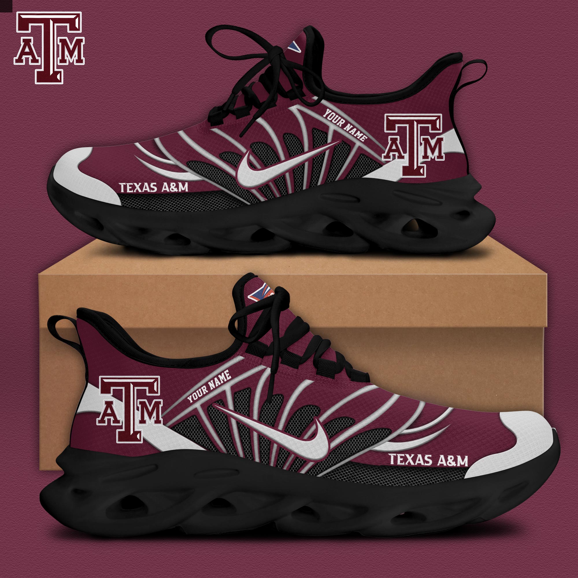 Texas A&M Football Personalized Max Soul Shoes - Famjoys Texas A&M Football Personalized Max Soul Shoes - Famjoys
