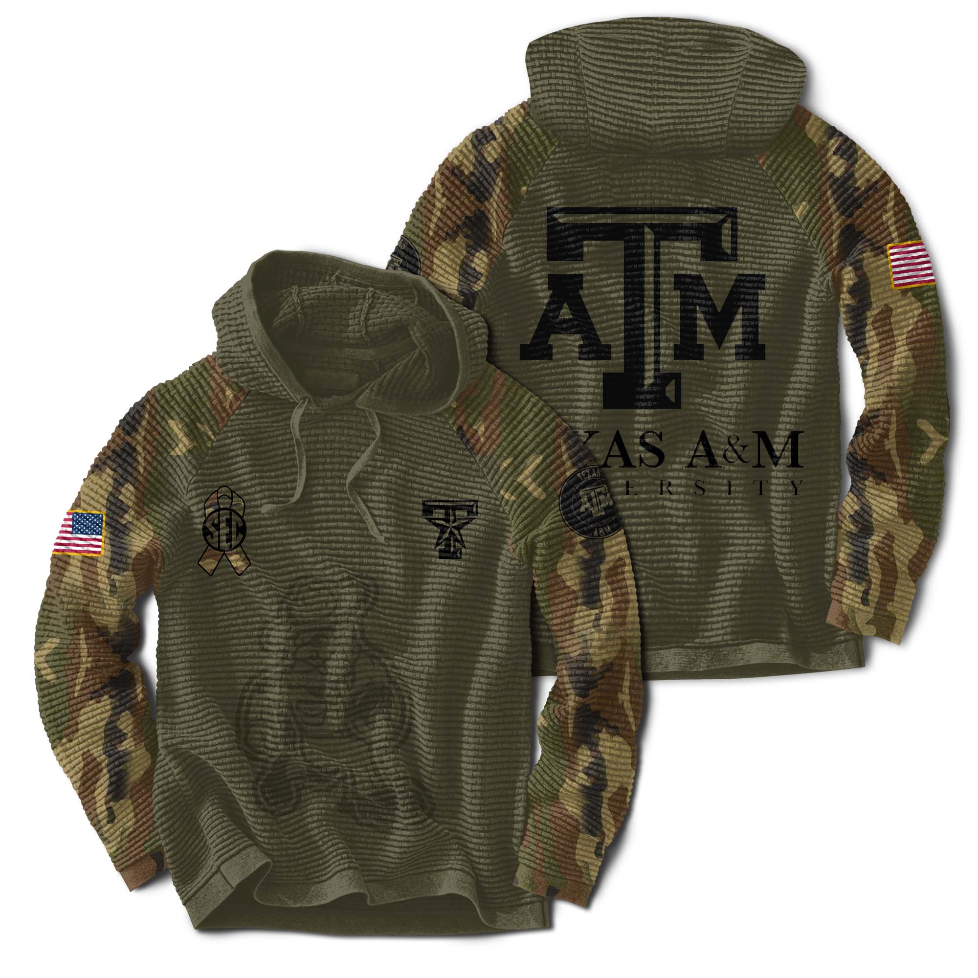 Texas A&M Aggies Camo Salute to Service Club Fleece Pullover Hoodie