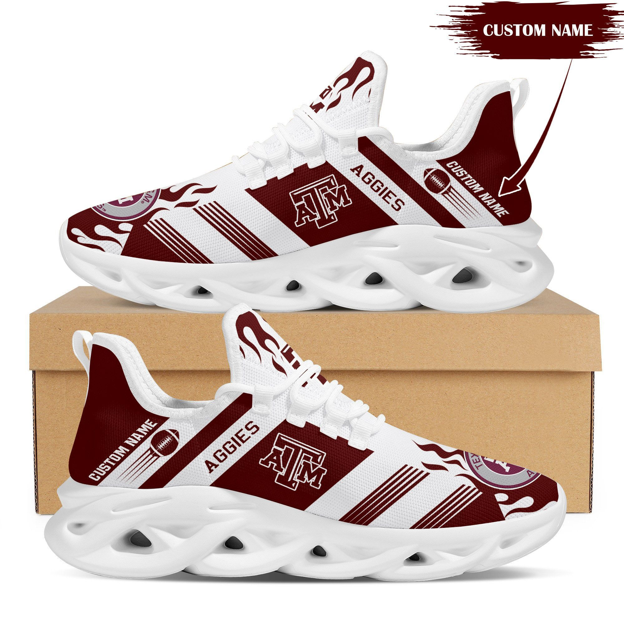 Texas A&M Aggies Custom Personalized Max Soul Sneakers Shoes - Famjoys Texas A&M Aggies Custom Personalized Max Soul Sneakers Shoes - Famjoys