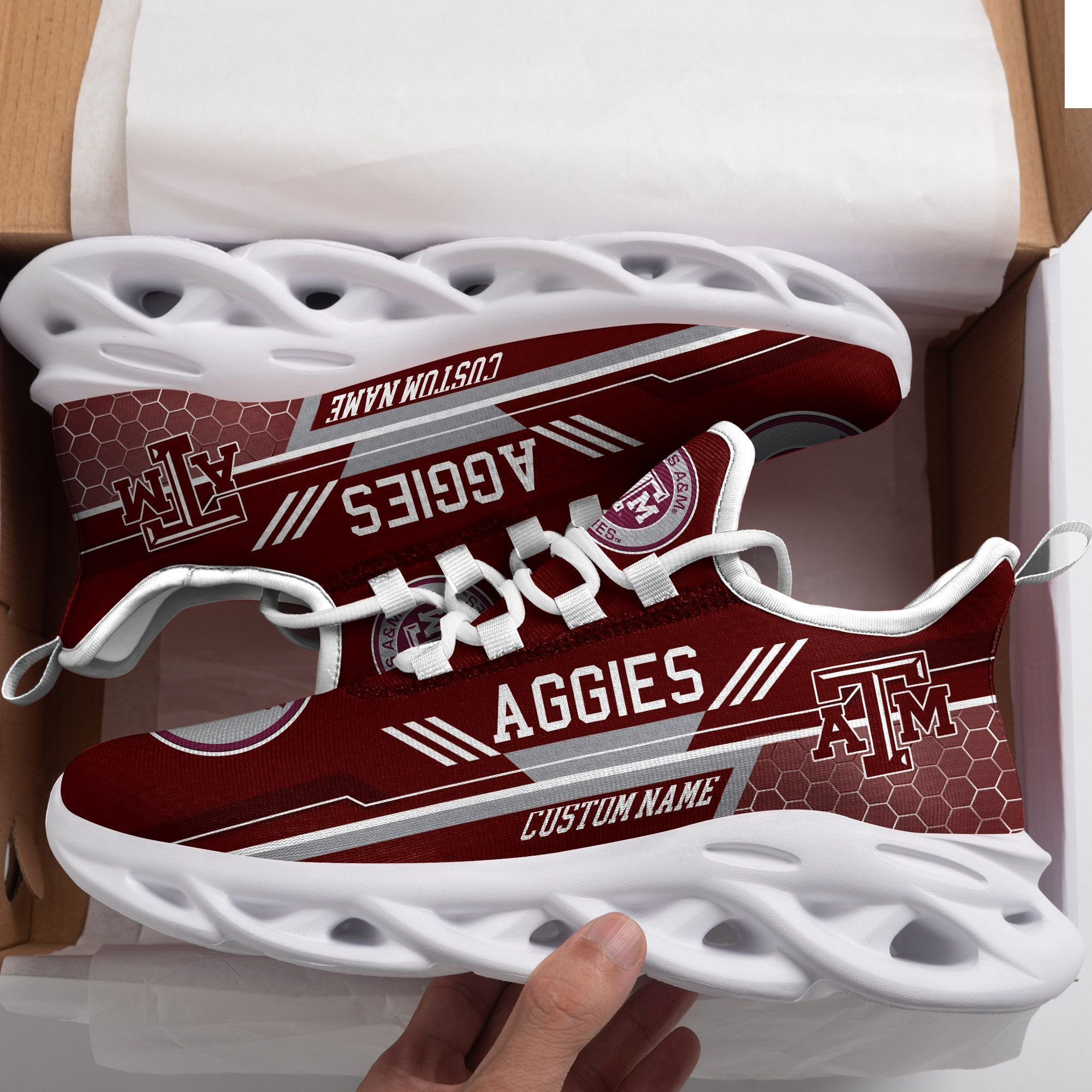 Texas A&M Aggies Custom Personalized Max Soul Sneakers Shoes - Famjoys Texas A&M Aggies Custom Personalized Max Soul Sneakers Shoes - Famjoys