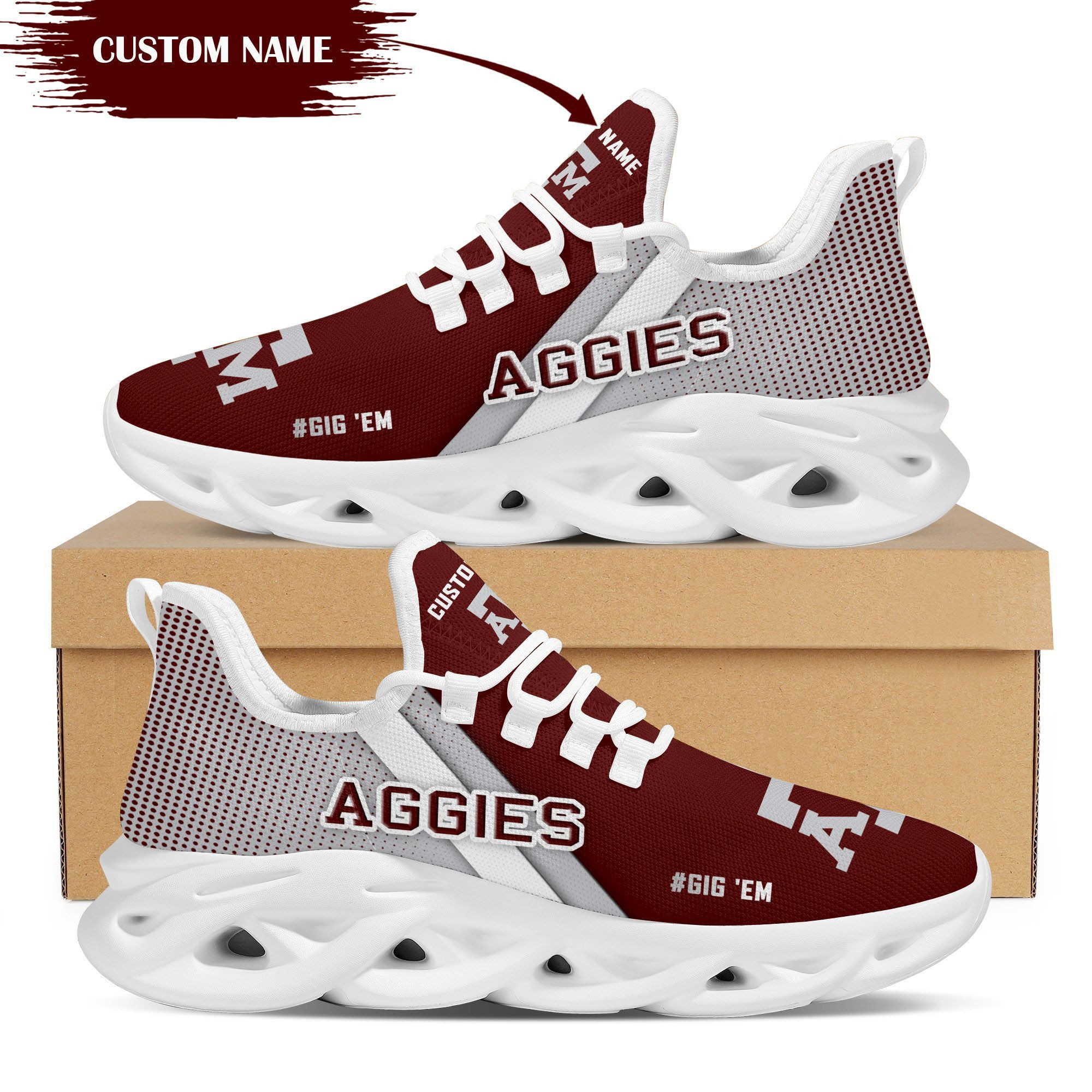 Texas A&M Aggies Custom Personalized Max Soul Sneakers Shoes Texas A&M University - Famjoys Texas A&M Aggies Custom Personalized Max Soul Sneakers Shoes Texas A&M University - Famjoys