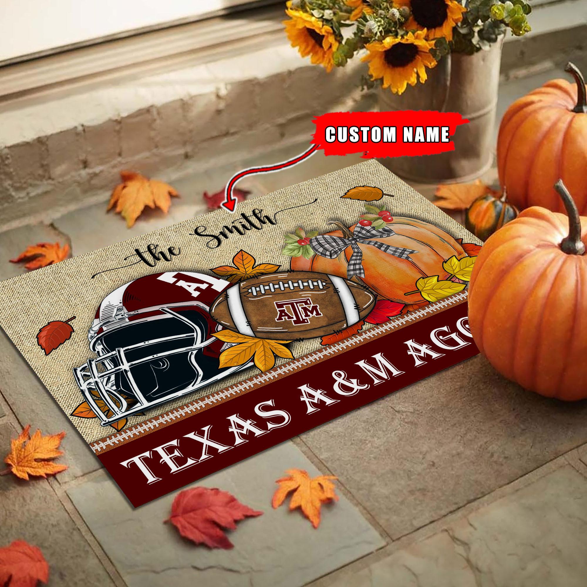 Texas A&M Aggies Fall Football Doormat - Famjoys Texas A&M Aggies Fall Football Doormat - Famjoys