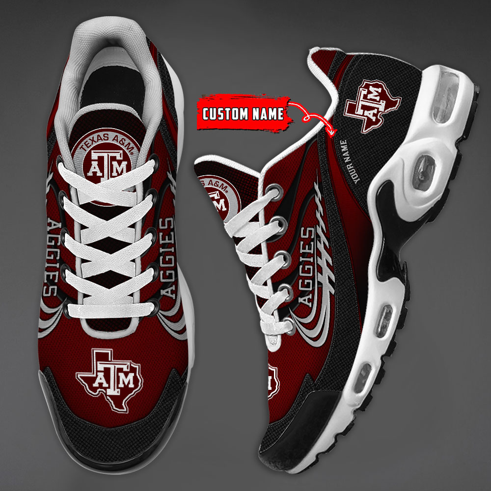 Texas A&M Aggies Personalized Name Air Cushion Sports Shoes Sneaker KLTNS220535 - Famjoys Texas A&M Aggies Personalized Name Air Cushion Sports Shoes Sneaker KLTNS220535 - Famjoys