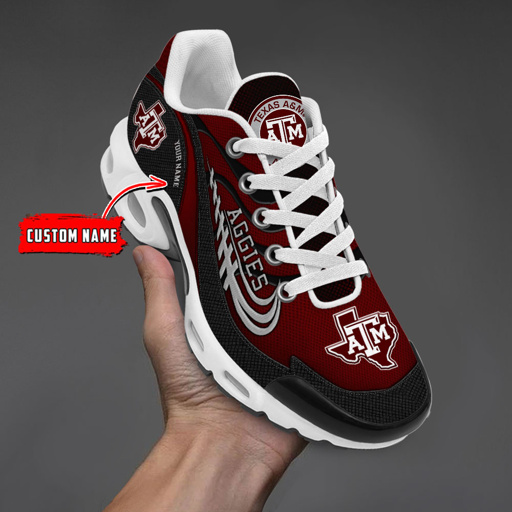 Texas A&M Aggies Personalized Name Air Cushion Sports Shoes Sneaker KLTNS220535 - Famjoys Texas A&M Aggies Personalized Name Air Cushion Sports Shoes Sneaker KLTNS220535 - Famjoys