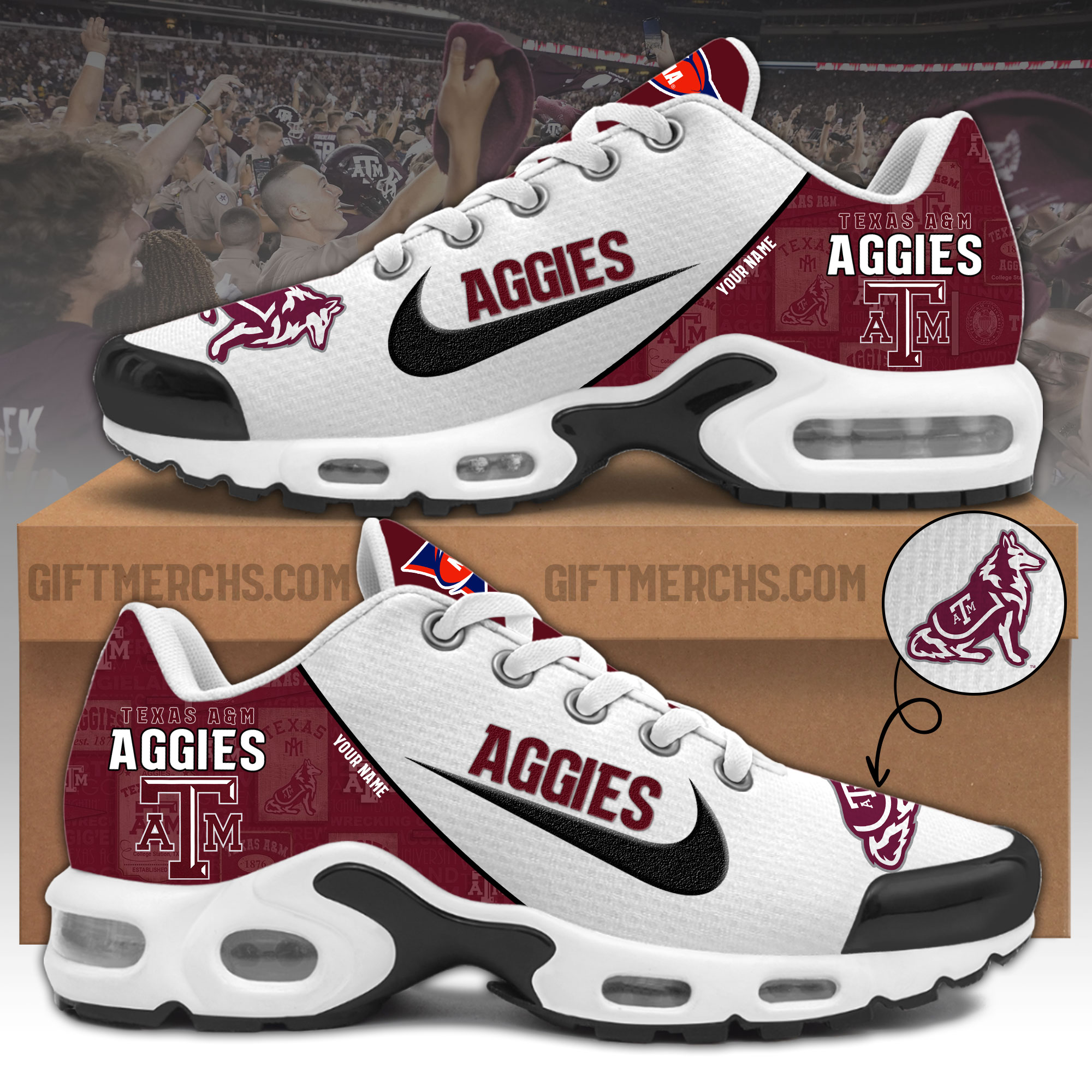 Texas A&M Aggies Personalized Shoes - Famjoys Texas A&M Aggies Personalized Shoes - Famjoys